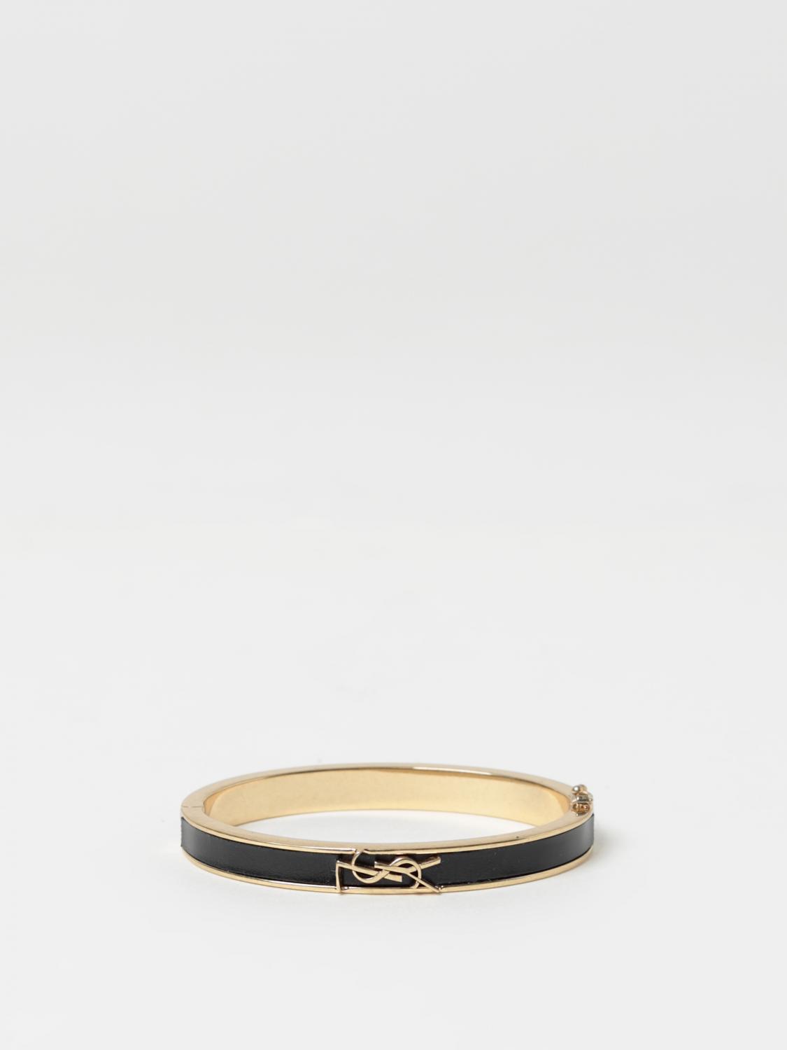 SAINT LAURENT GIOIELLO: Bracciale Saint Laurent in metallo e pelle, Nero - Img 1