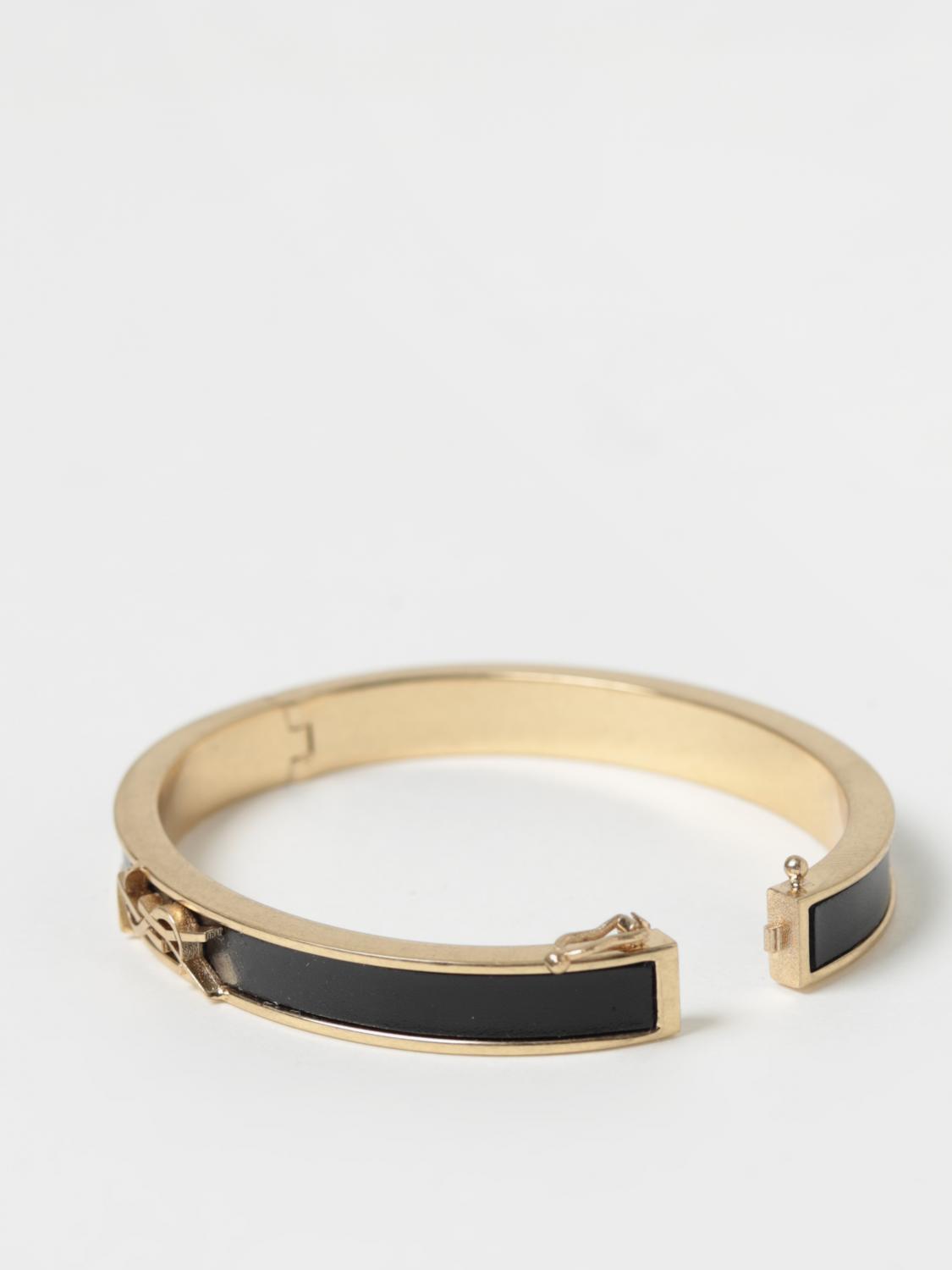 SAINT LAURENT GIOIELLO: Bracciale Saint Laurent in metallo e pelle, Nero - Img 2