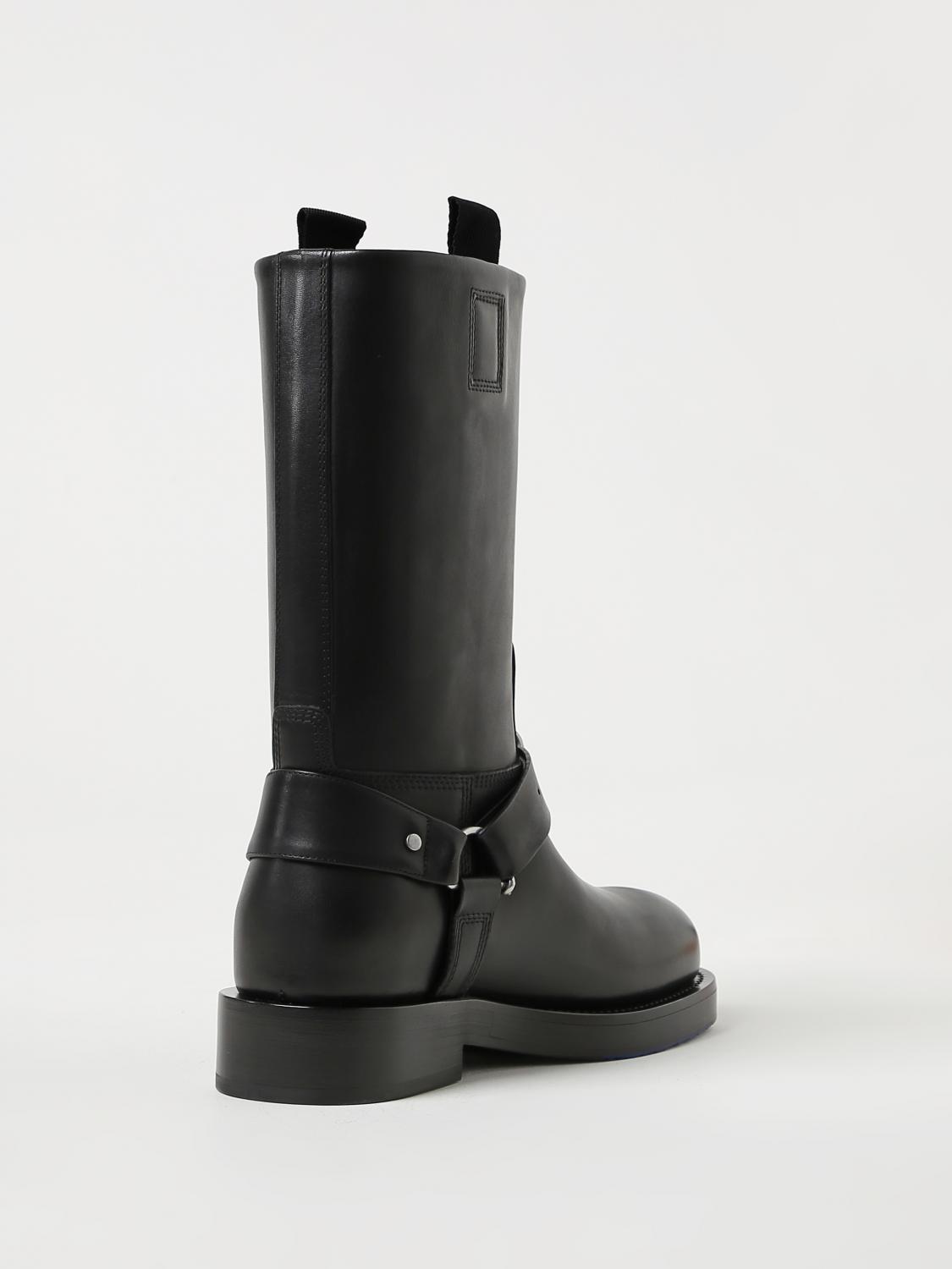 Burberry Saddle ankle boots in leather with buckle - Black