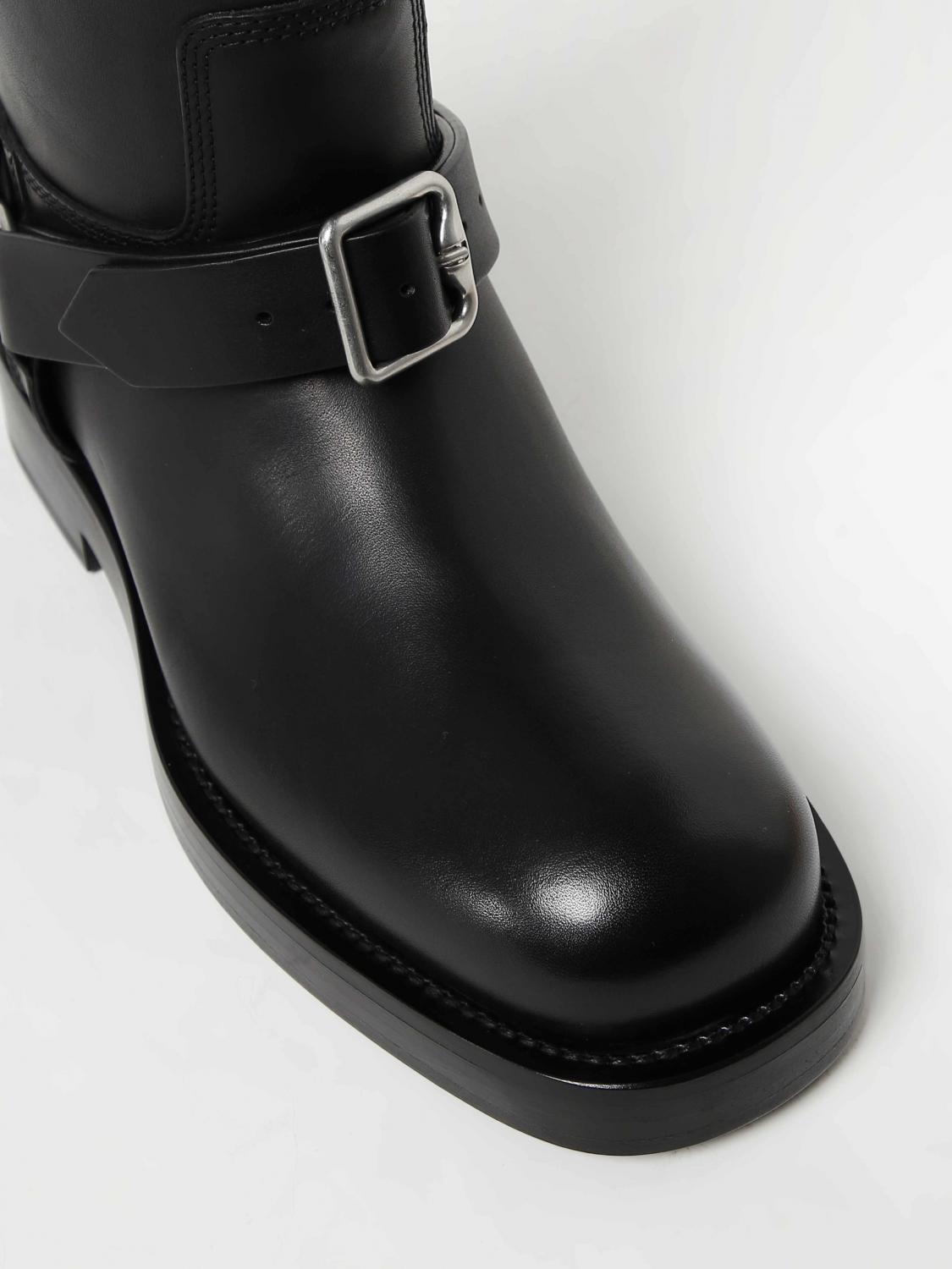 Burberry Saddle ankle boots in leather with buckle - Black