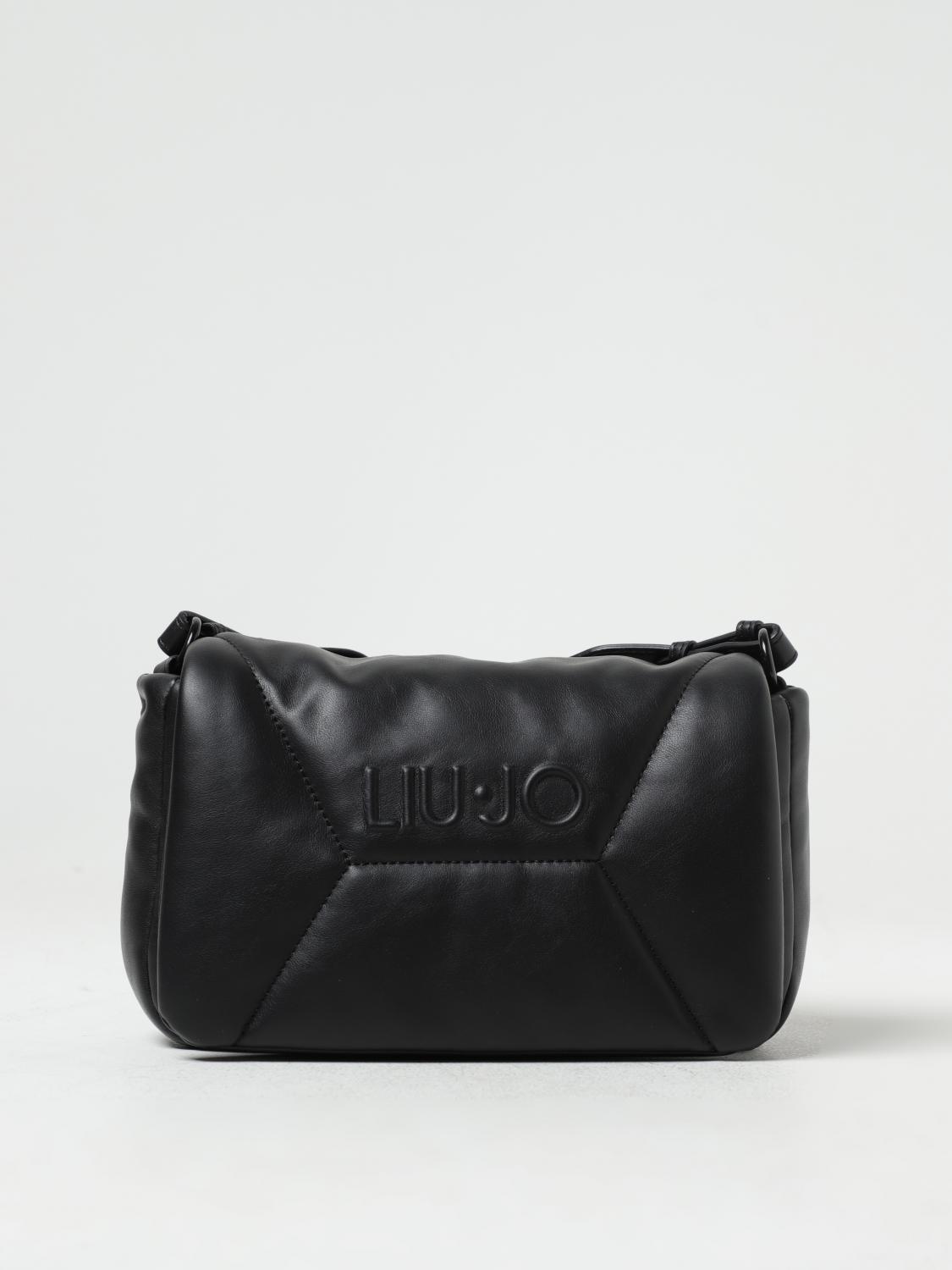 LIU JO BORSA A SPALLA: Borsa Liu Jo in nappa sintetica con logo embossed, Nero - Img 1