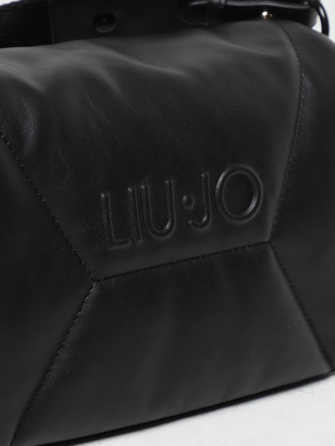 LIU JO BORSA A SPALLA: Borsa Liu Jo in nappa sintetica con logo embossed, Nero - Img 3