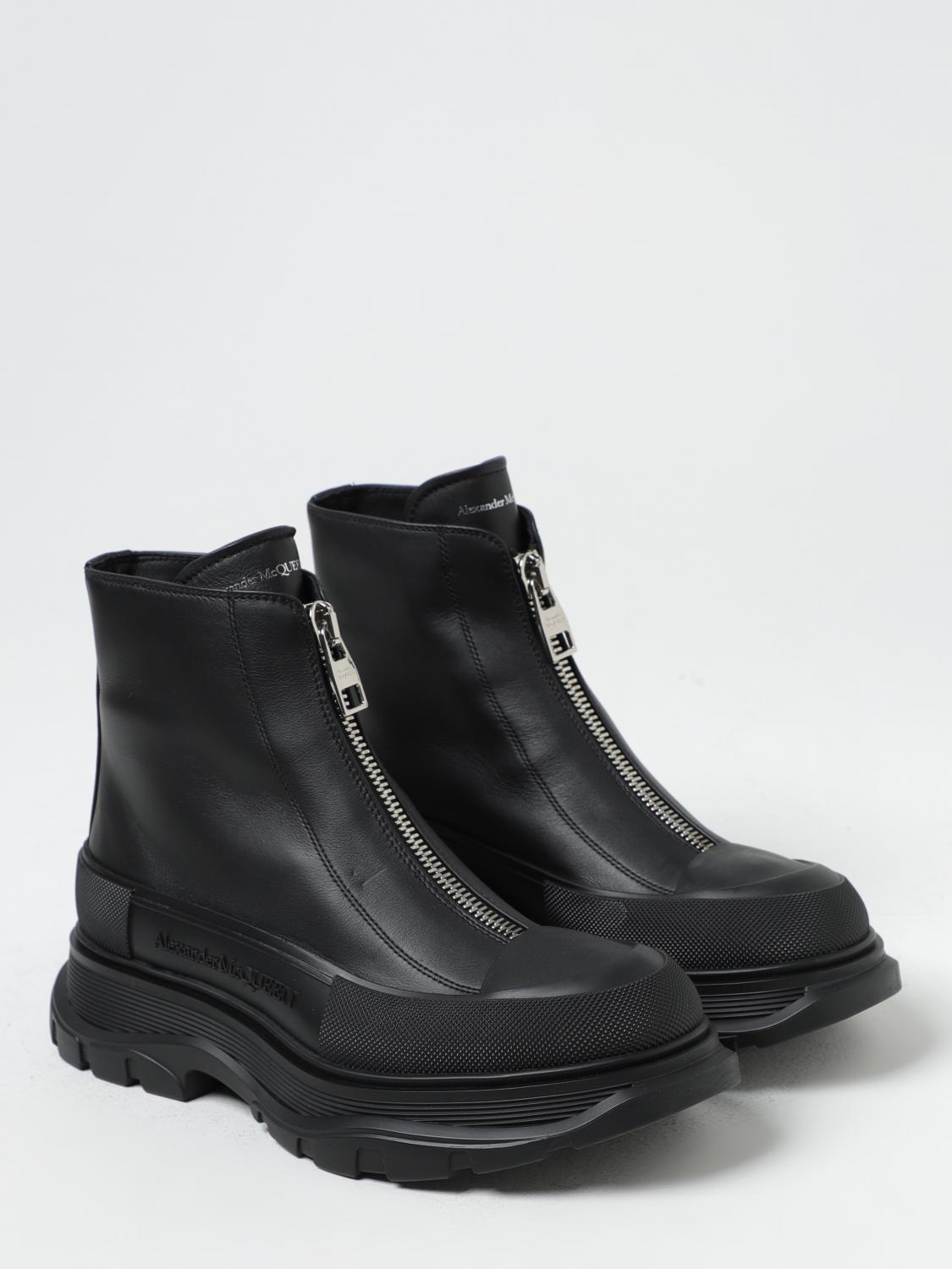 ALEXANDER MCQUEEN FLAT ANKLE BOOTS: Alexander McQueen Zip Tread Slick leather ankle boots, Black - Img 2