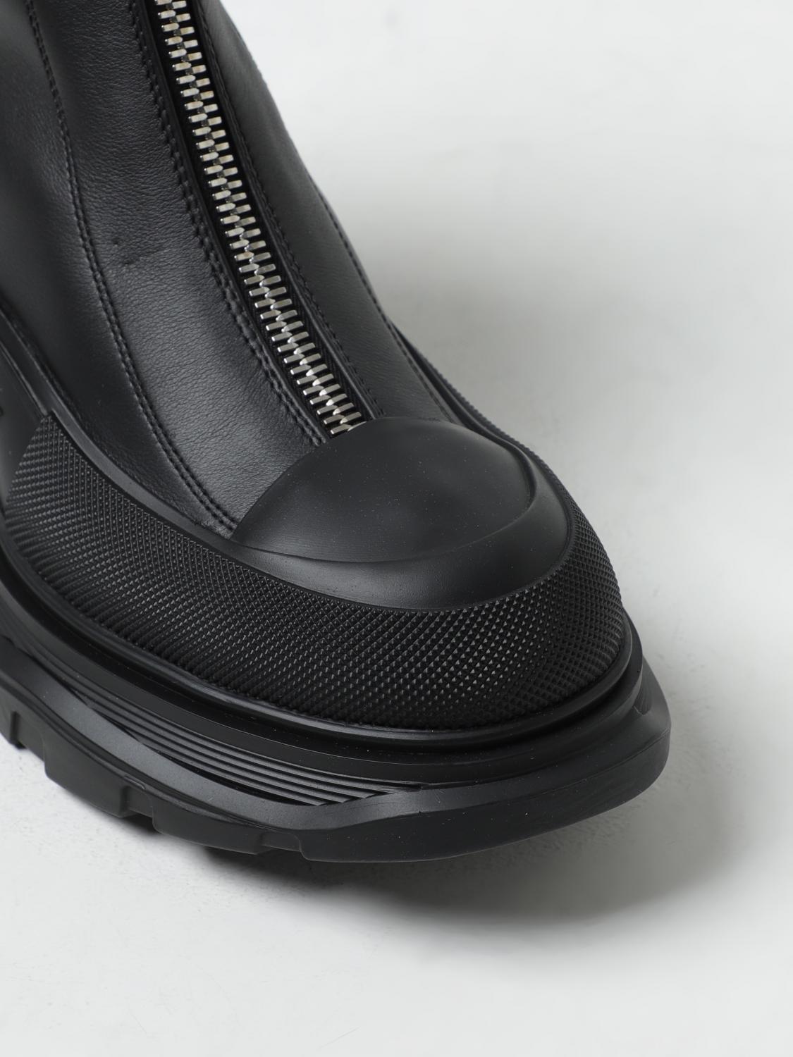 MCQUEEN: Zip Tread Slick leather ankle boots - Black