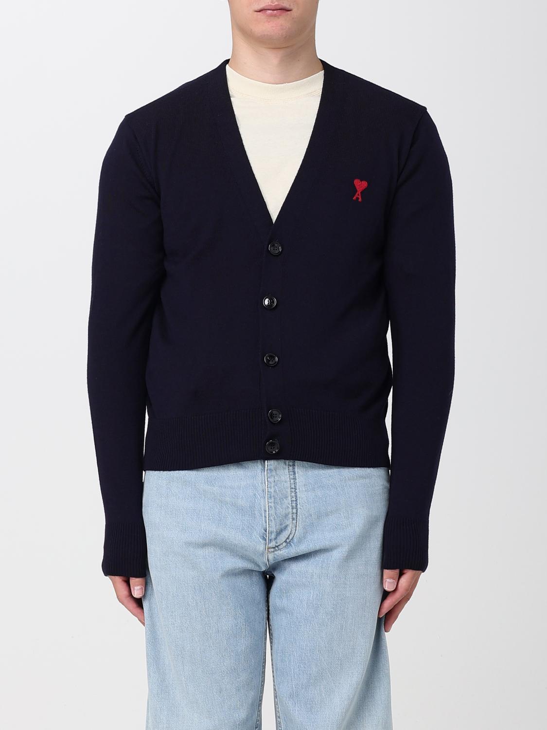 AMI PARIS STRICKJACKE: Pullover herren Ami Paris, Blau - Img 1