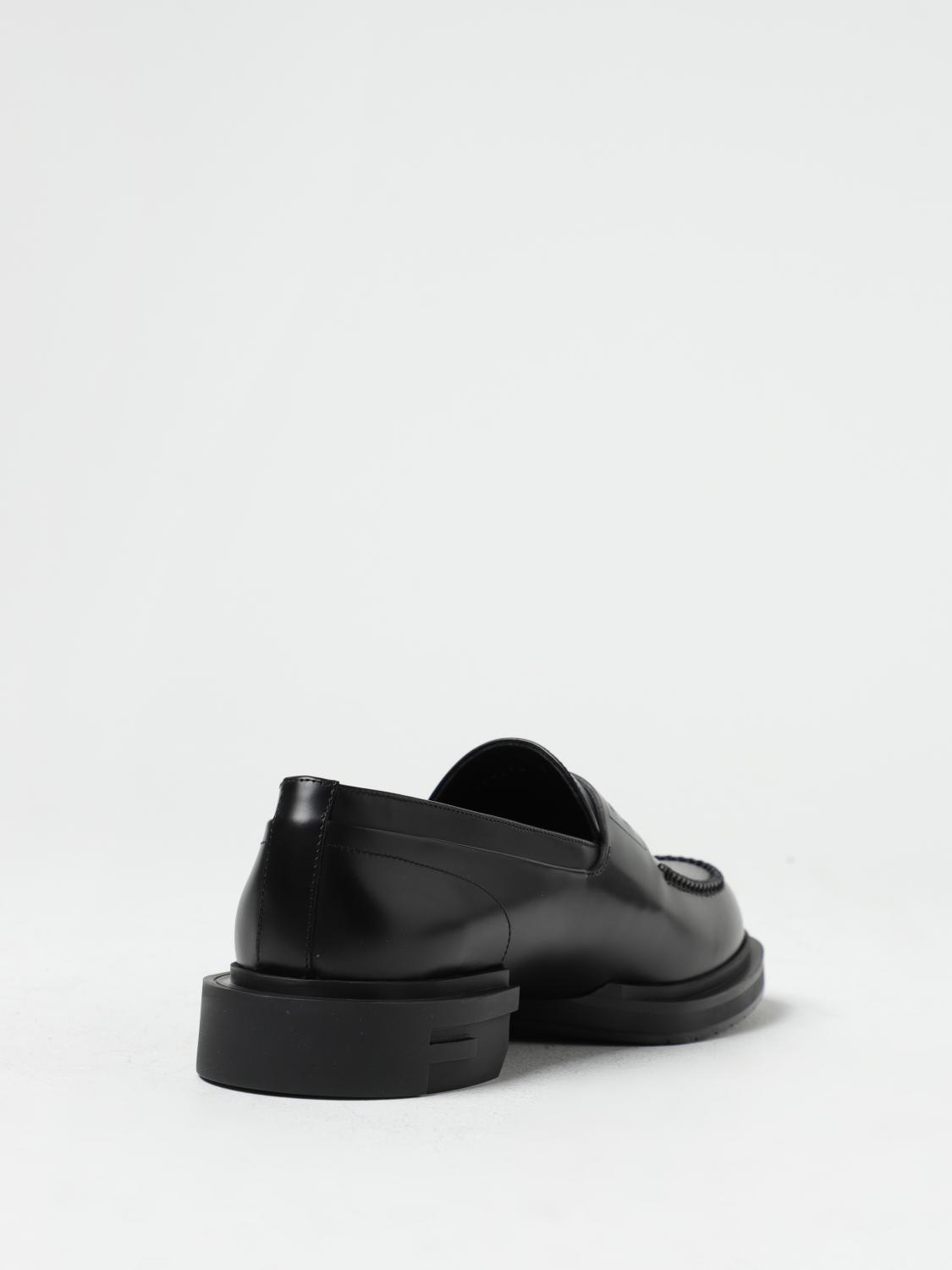 FENDI MOCASSINI: Fendi Frame leather loafers with logo, Black - Img 3
