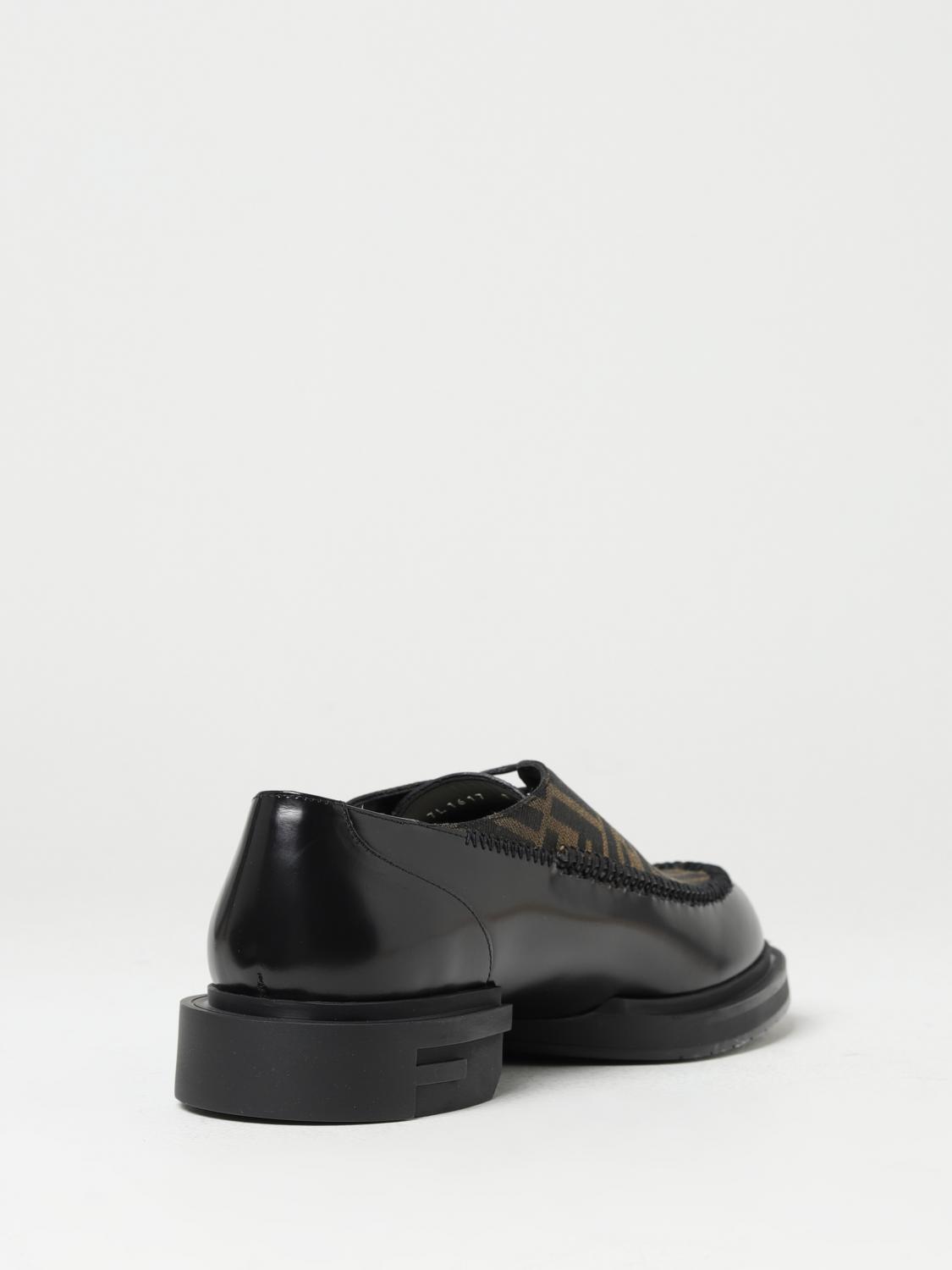 Fendi jacquard fabric and leather derby shoes - Black | 7L1617AKYA