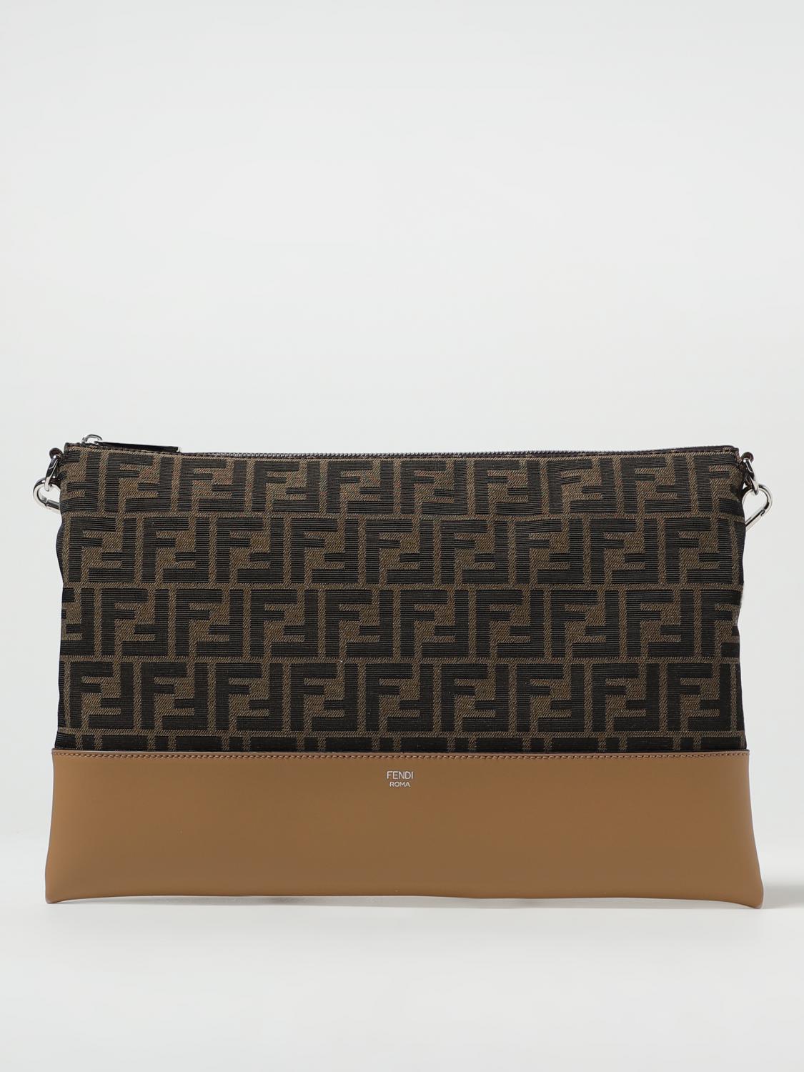 Giglio Pouch Fendi in pelle e tessuto con monogram FF jacquard