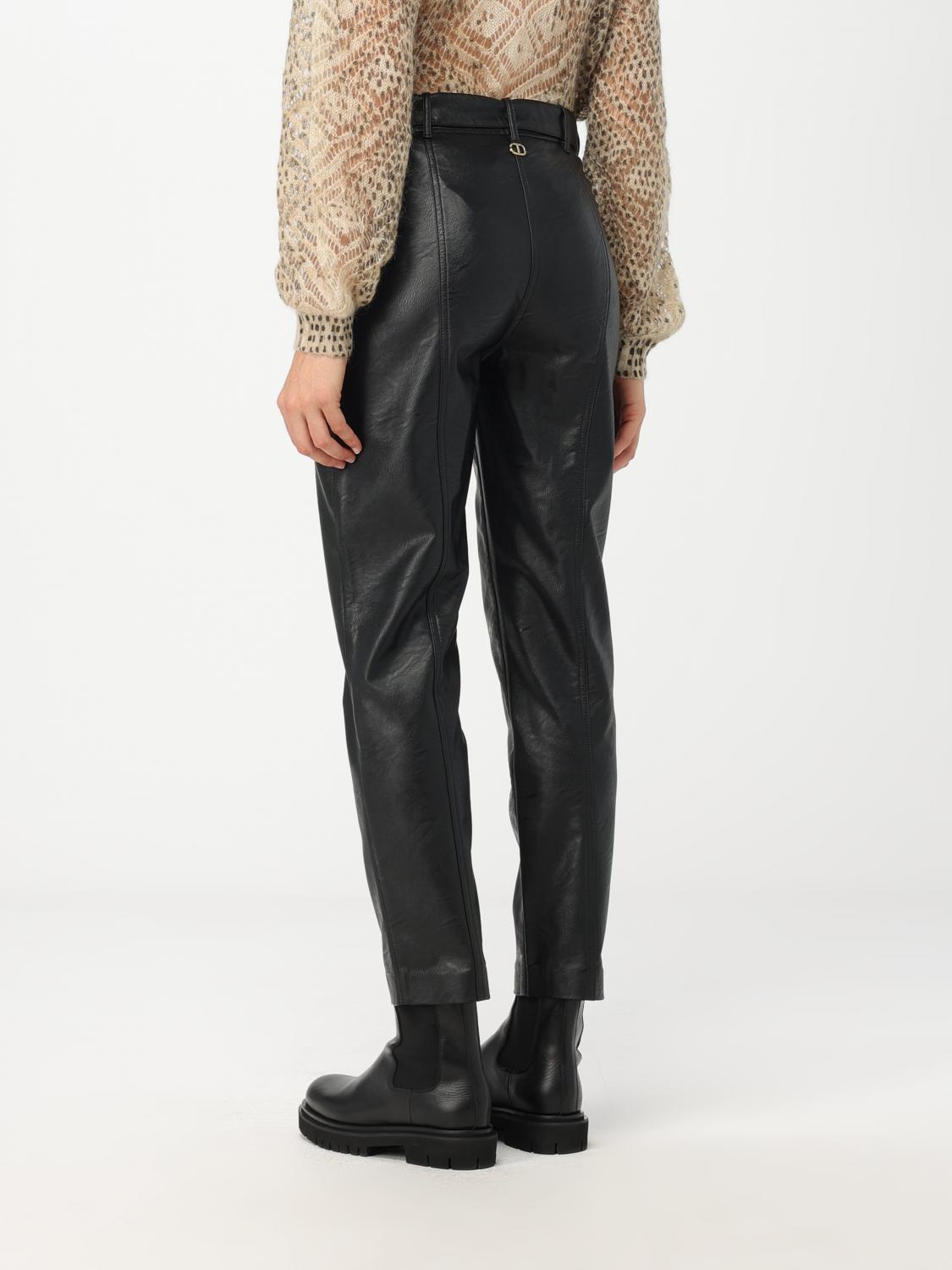TWINSET PANTALONI: Pantalone Twinset in pelle sintetica, Nero - Img 2