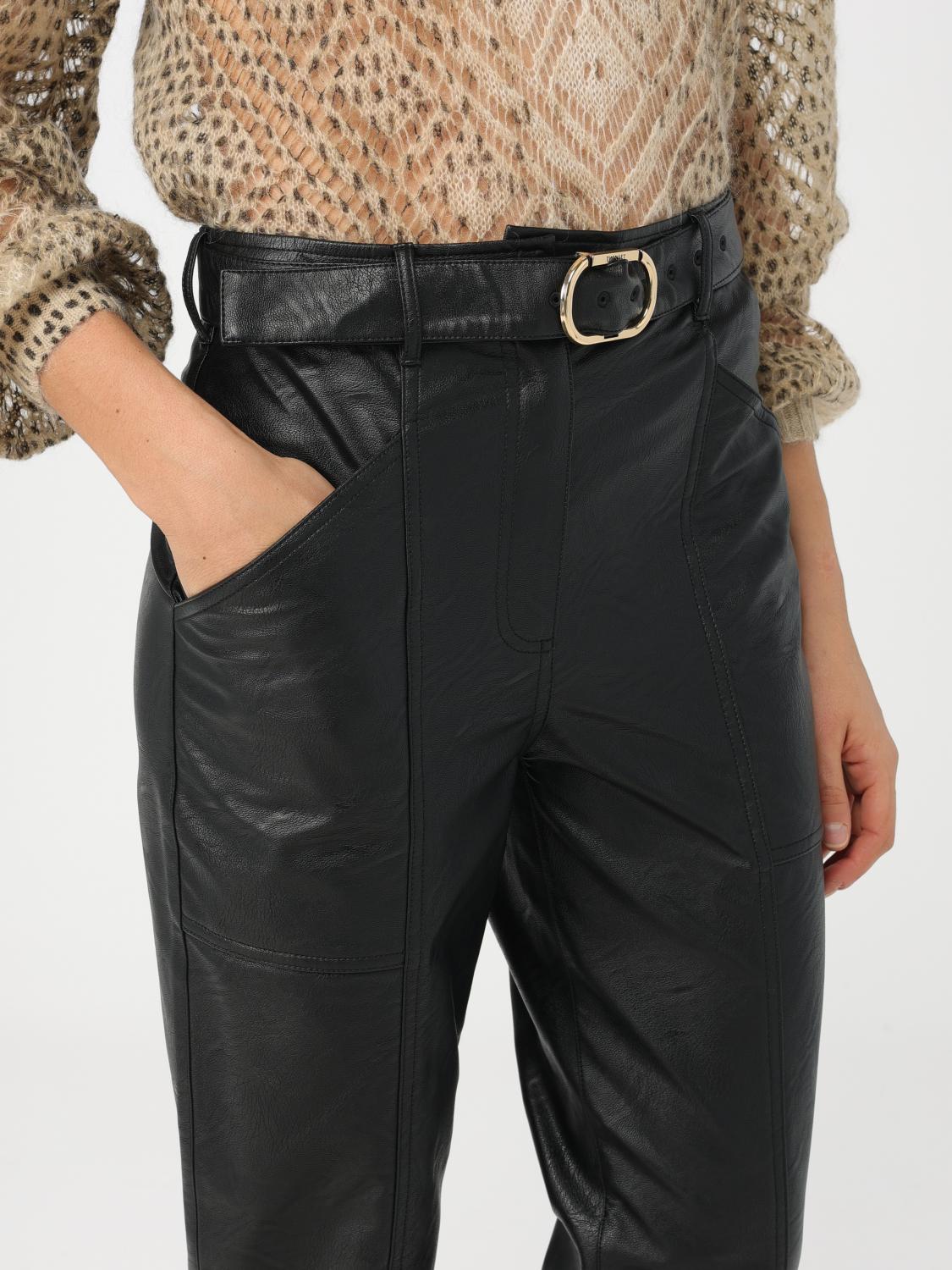 TWINSET PANTALONI: Pantalone Twinset in pelle sintetica, Nero - Img 3