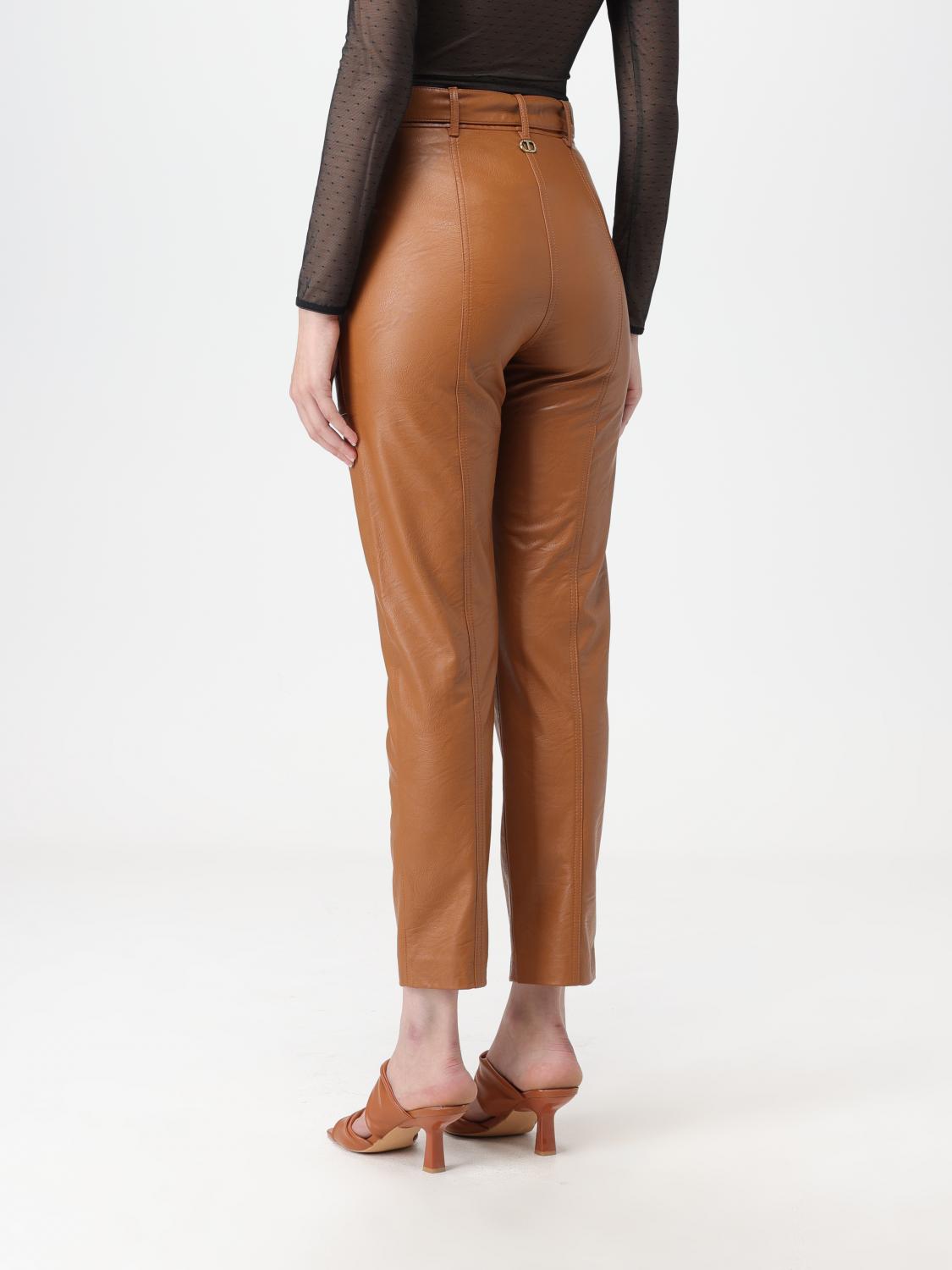 TWINSET PANTALONI: Pantalone Twinset in pelle sintetica, Cuoio - Img 2