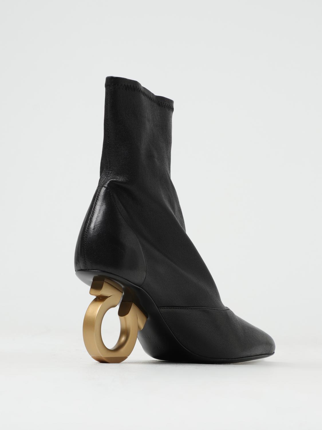 FERRAGAMO STIVALETTI: Stivaletto Elina Ferragamo in nappa con tacco, Nero - Img 3
