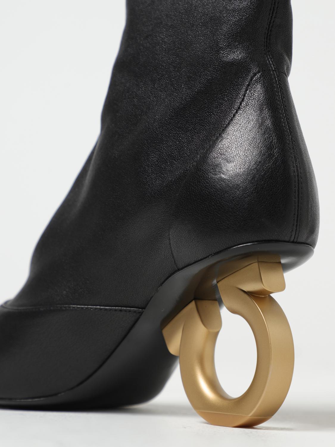 FERRAGAMO STIVALETTI: Stivaletto Elina Ferragamo in nappa con tacco, Nero - Img 4