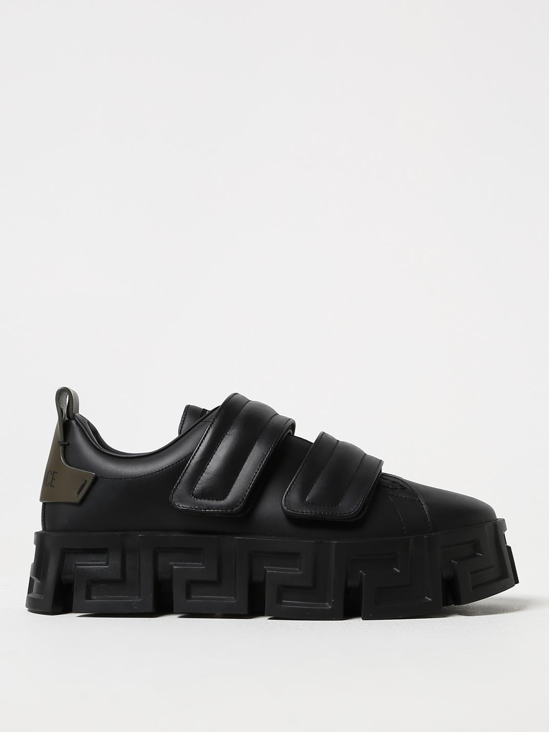VERSACE SNEAKERS: Versace Greca Labyrinth sneakers in leather, Black - Img 1