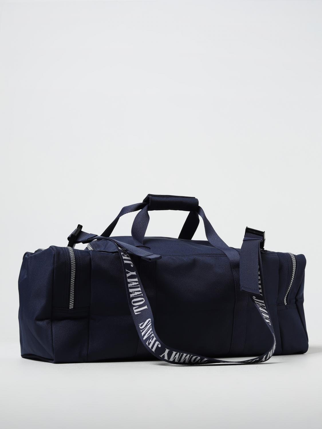 TOMMY JEANS VALIGIA: Borsone Tommy Jeans in tessuto sintetico con logo ricamato, Blue - Img 2