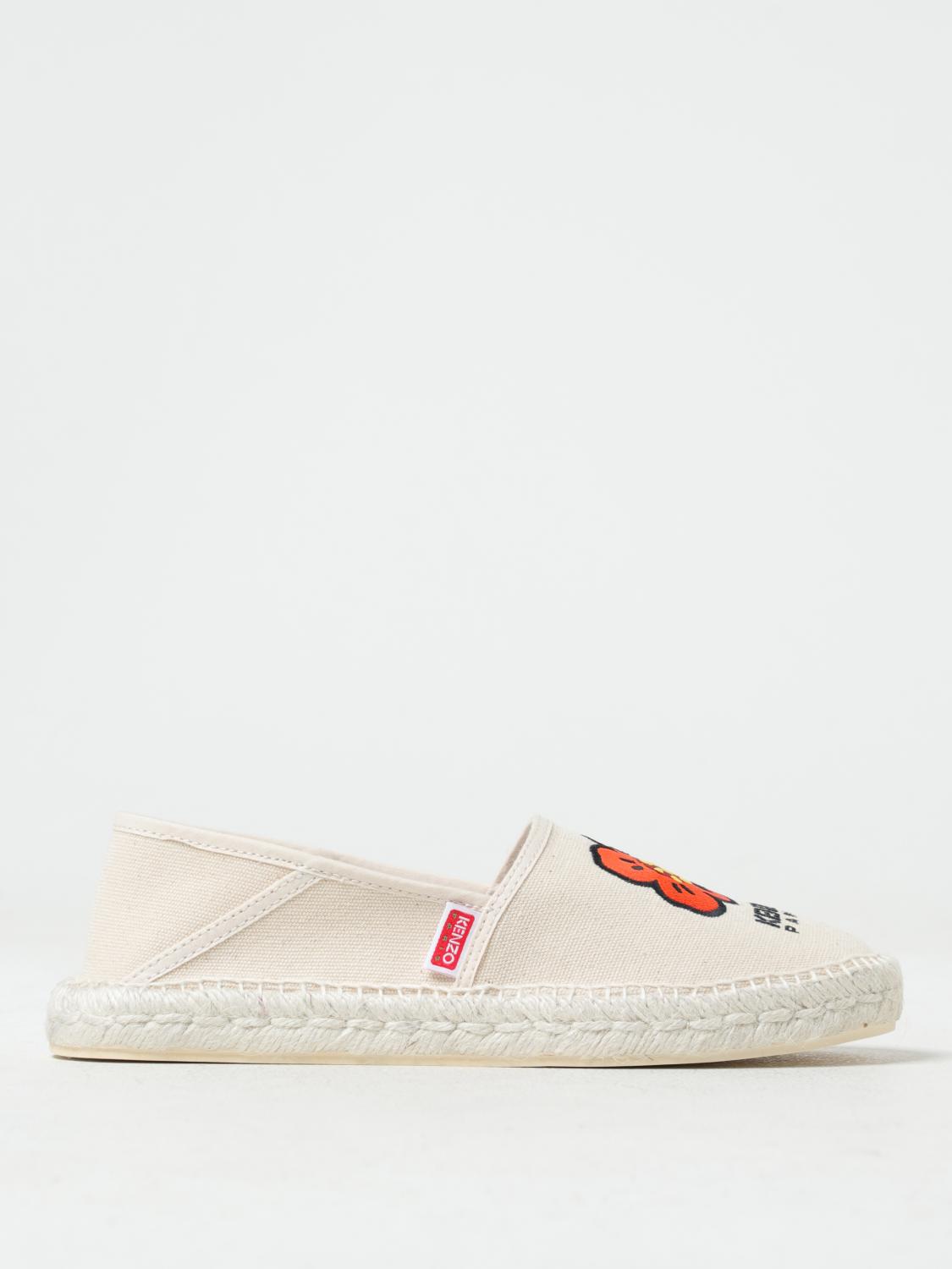 KENZO: Flower espadrilles in canvas with embroidered logo - White