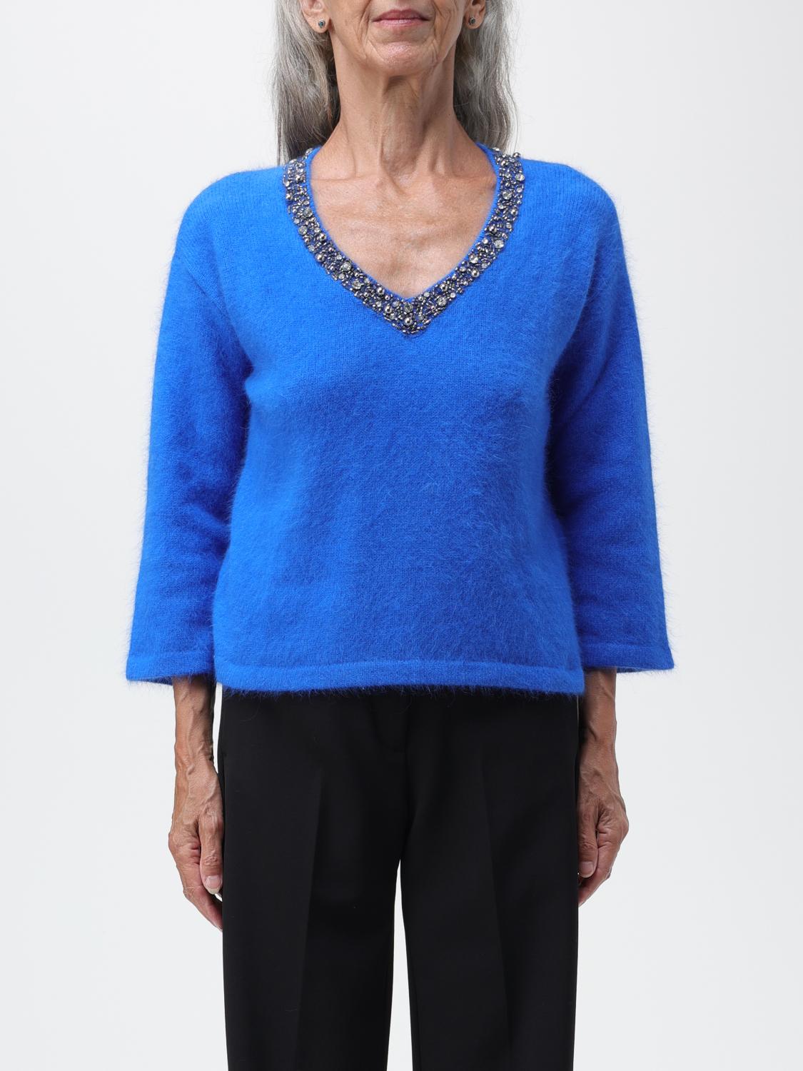 LIU JO MAGLIA: Maglia a v Liu Jo con strass, Blue - Img 1