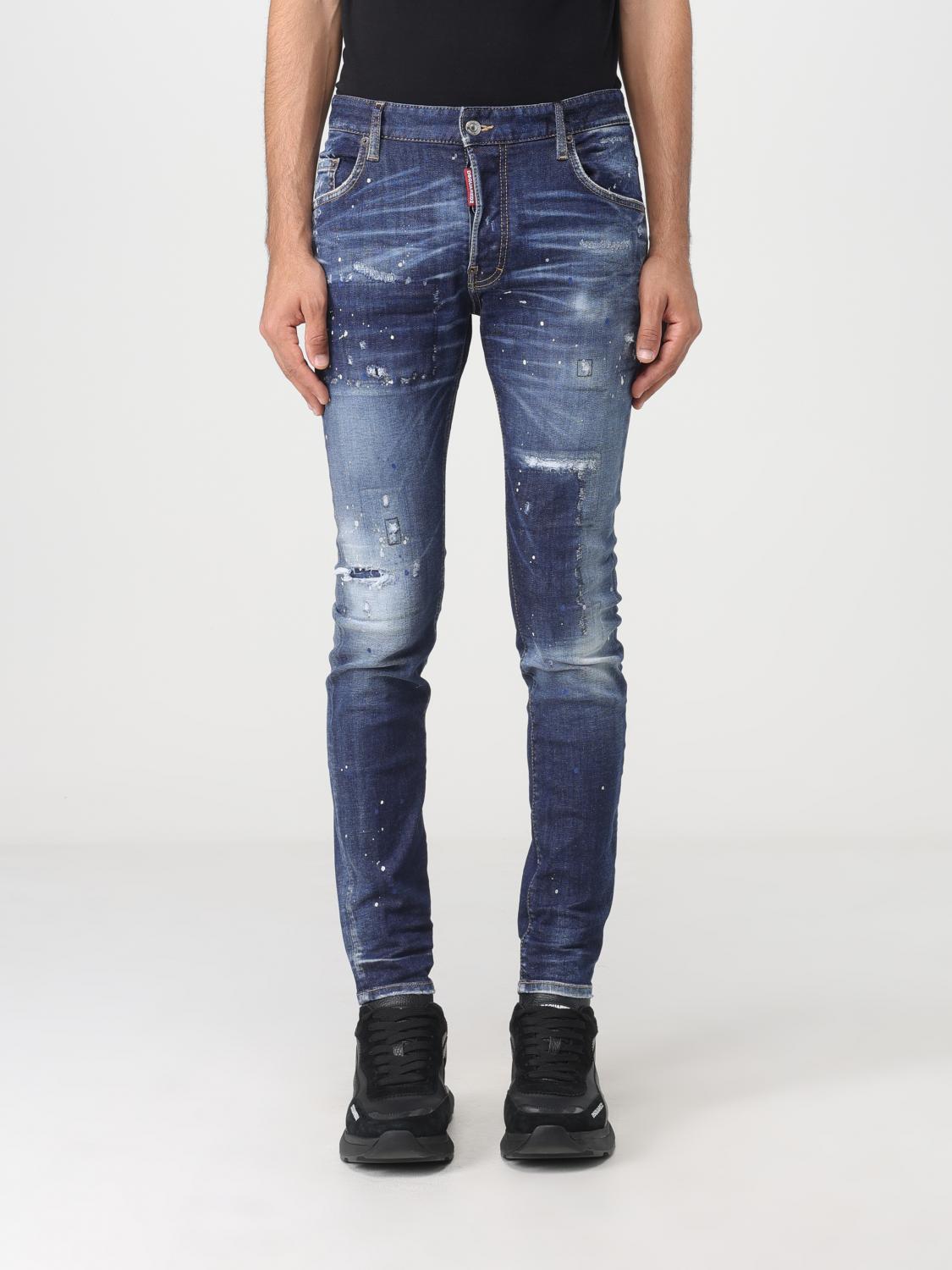 DSQUARED2: jeans in painted and washed effect denim - Blue DSQUARED2: jeans in painted and washed effect denim - Blue