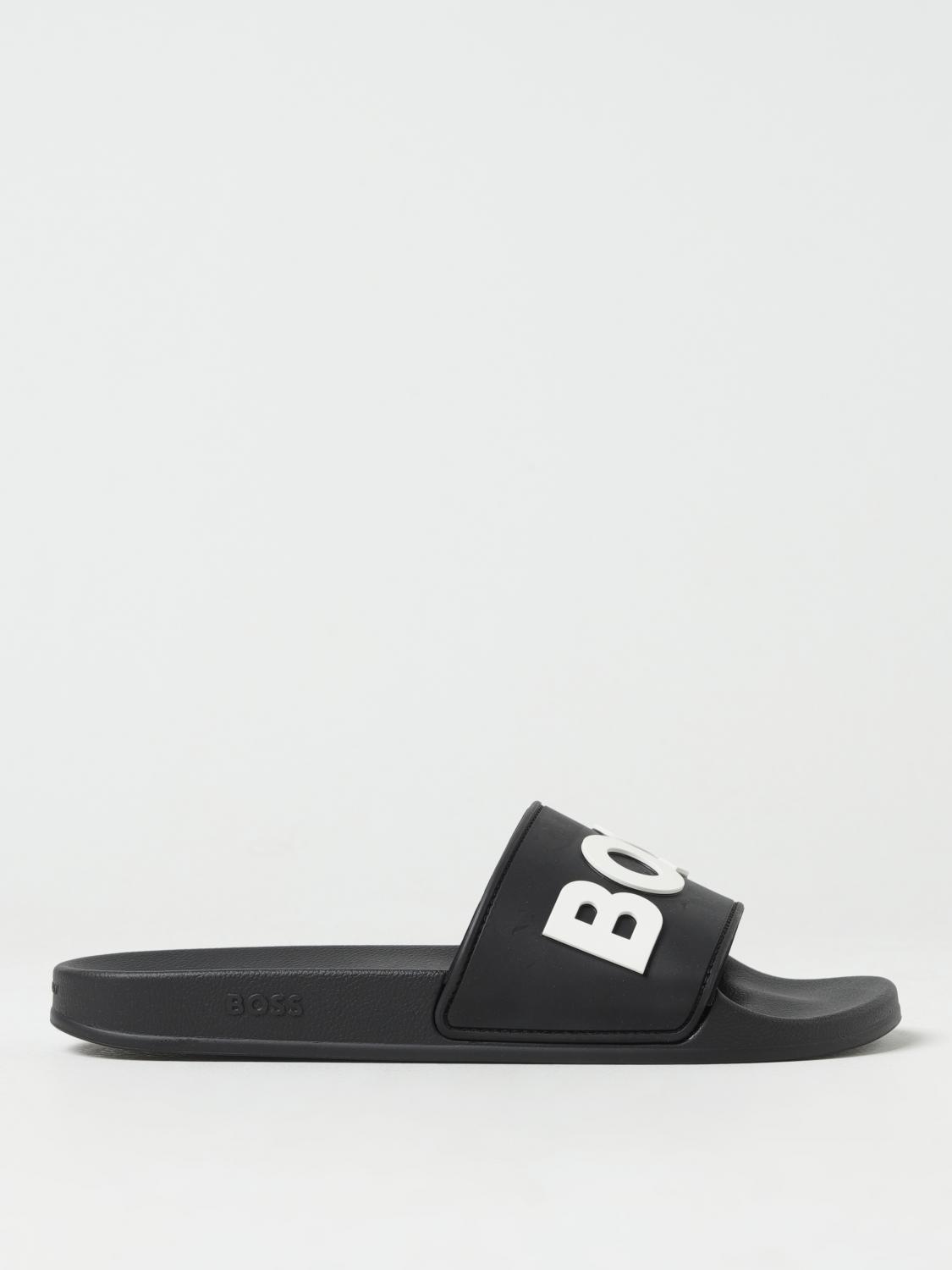 BOSS SANDALI: Sliders Kirk Hugo in gomma, Nero - Img 1