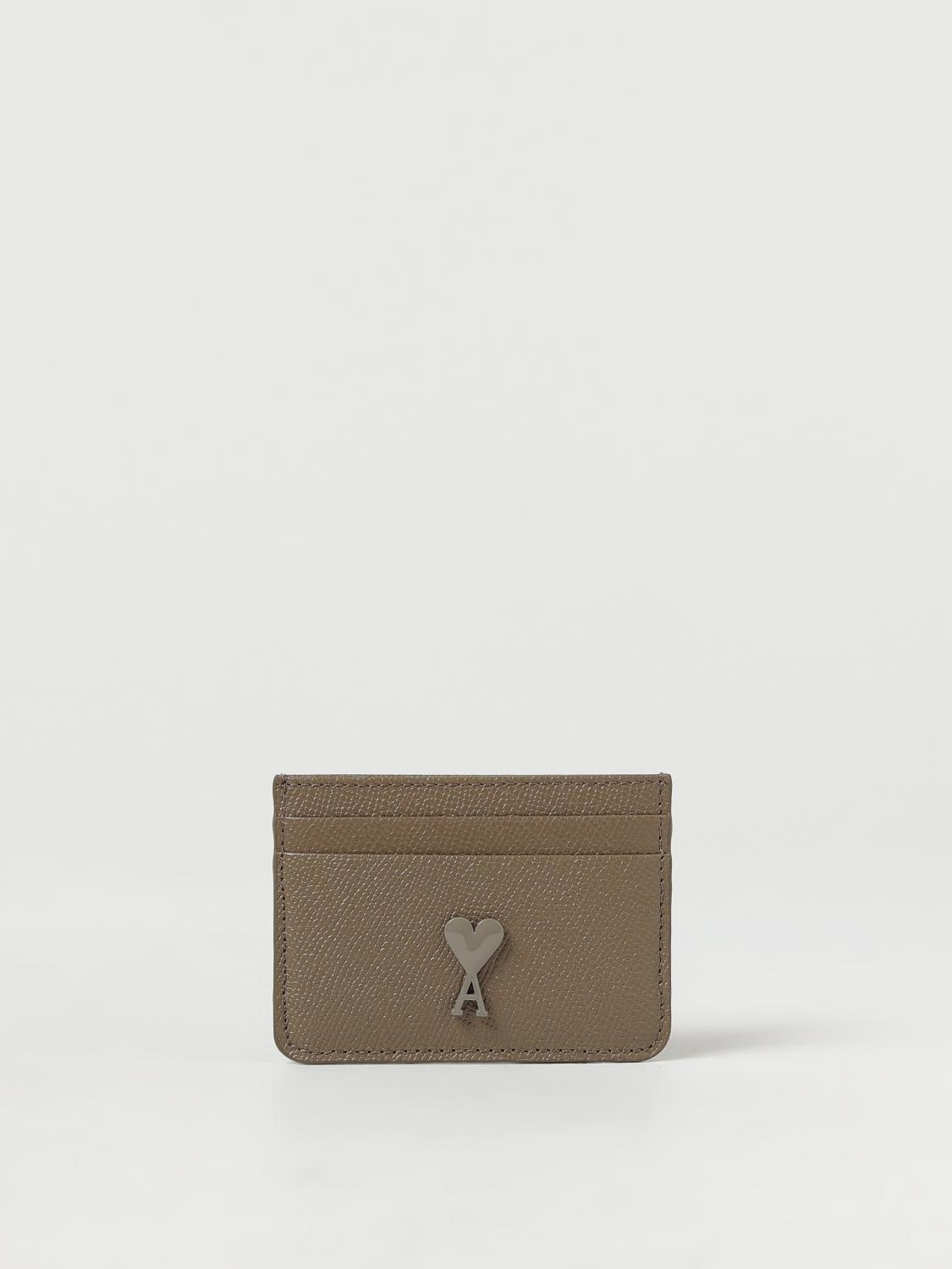 AMI PARIS PORTAFOGLIO: Portacarte di credito Ami Paris in pelle a micro grana, Beige - Img 1