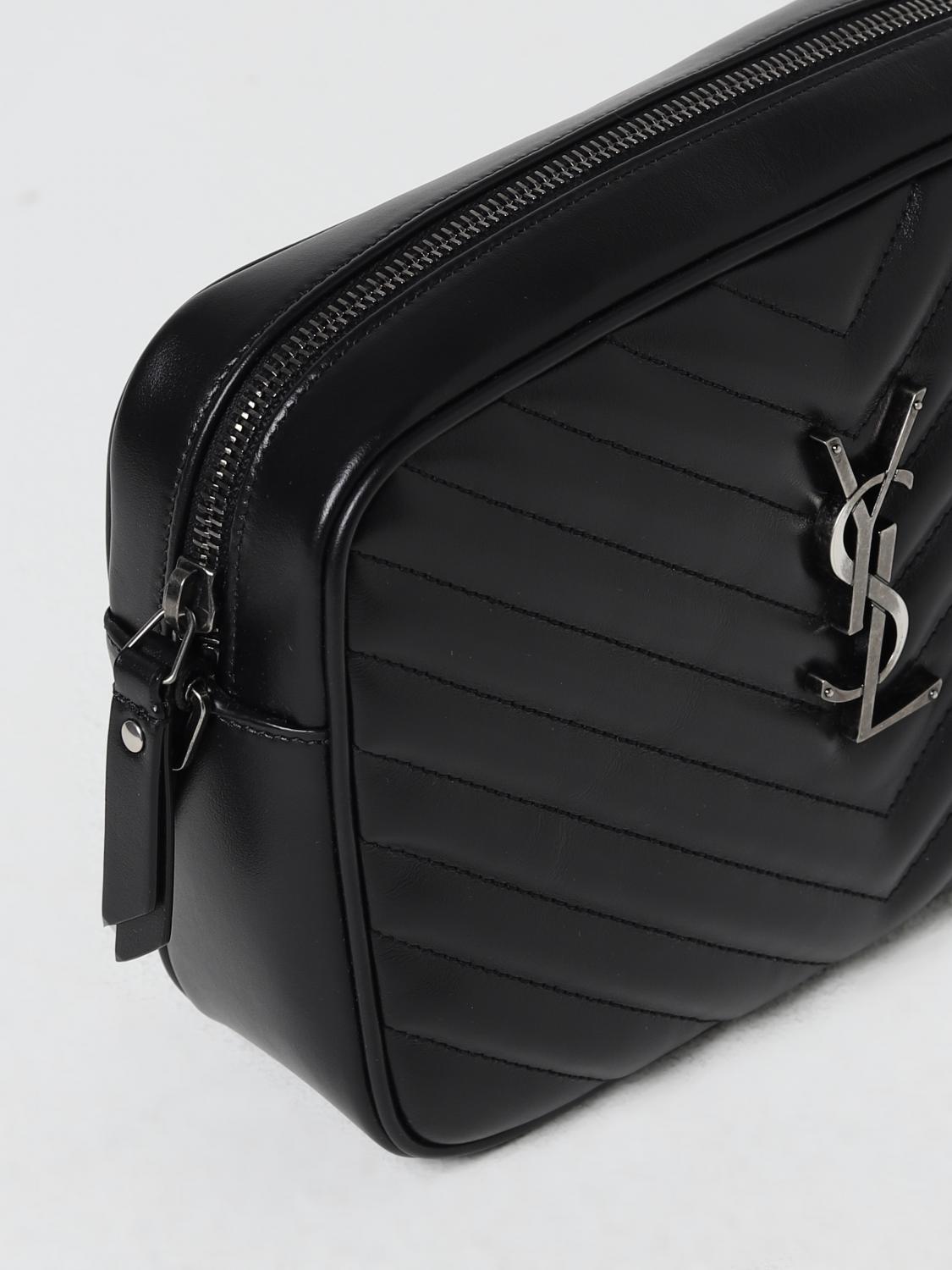 SAINT LAURENT BORSA A TRACOLLA: Borsa Lou Saint Laurent in pelle trapuntata con monogram, Nero - Img 3