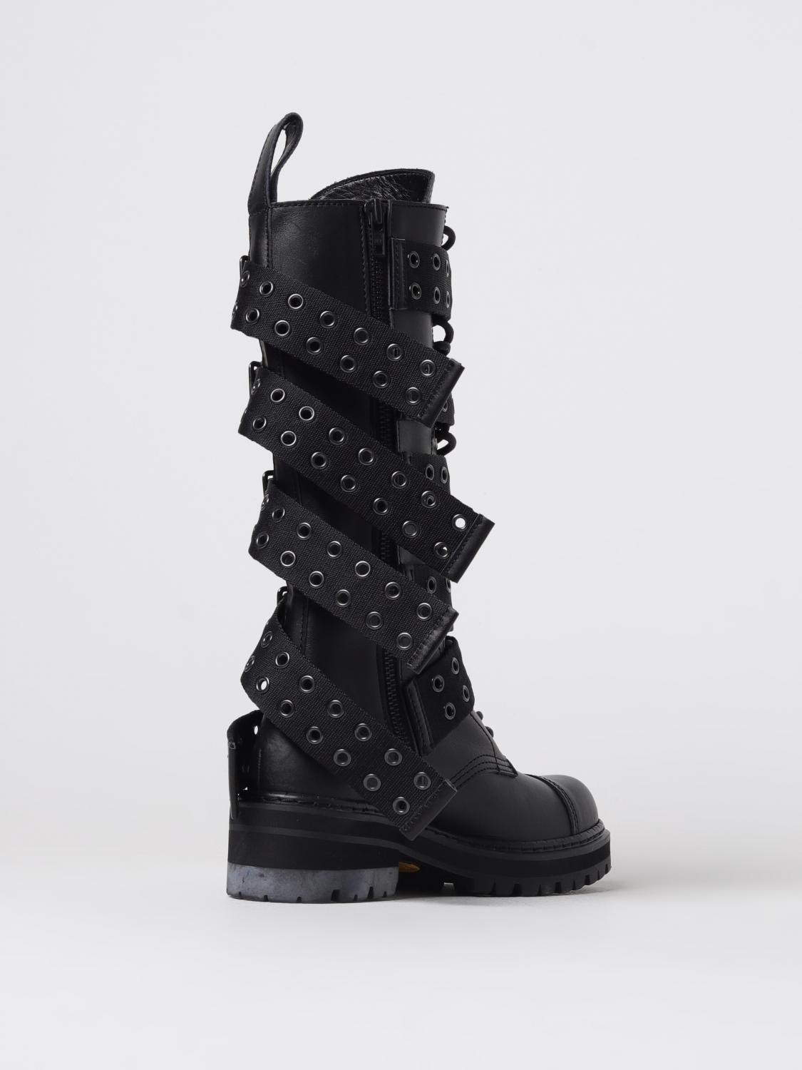 Junya Watanabe leather boots with ribbons - Black | JLK104001