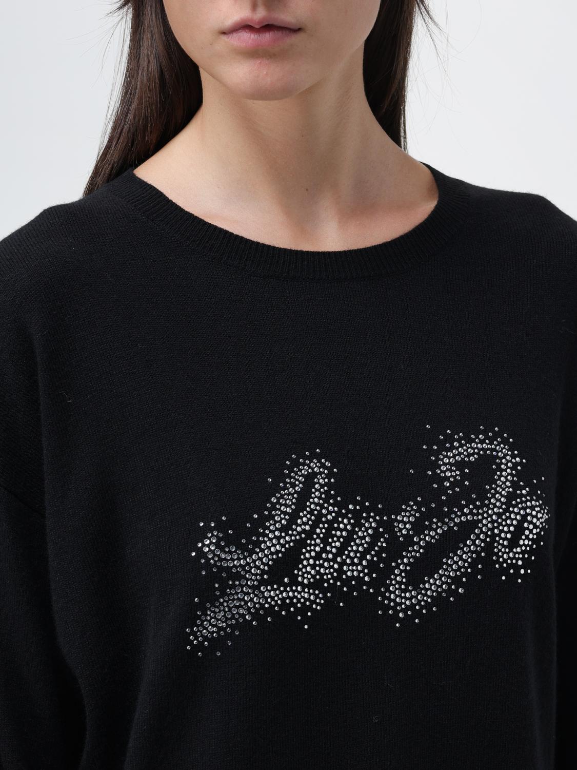 LIU JO MAGLIA: Maglia Liu Jo in misto lana con logo con strass applicati, Nero - Img 3