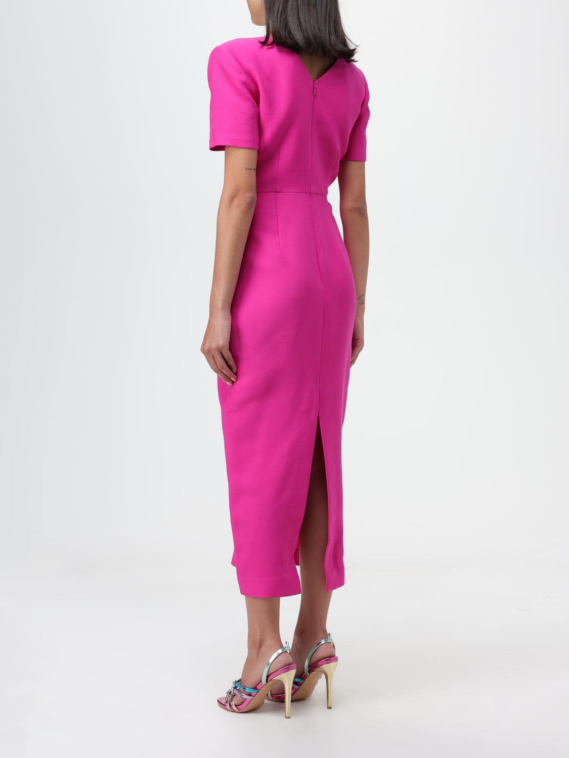 strapless open back dress Short Sleeve Twist Drape Midi Dress Pink – Roland Mouret