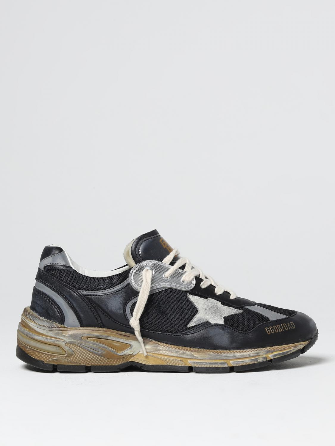 GOLDEN GOOSE: Running Dad sneakers in used leather and mesh