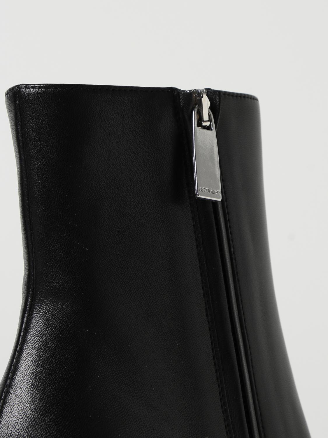 ショートブーツ・ブーティ Off-White Woman Flat ankle boots Black OWID035F23LEA001 1072 Off-White Outlet: Allen leather ankle boots - Black | Off