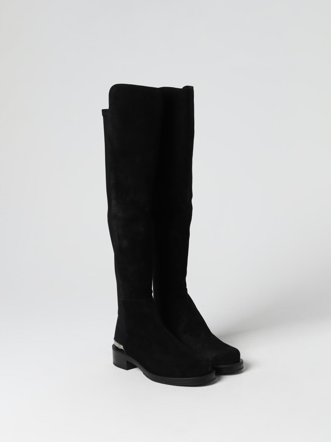 STUART WEITZMAN BOOTS: Stuart Weitzman 5050 boots in suede and stretch fabric, Black - Img 2