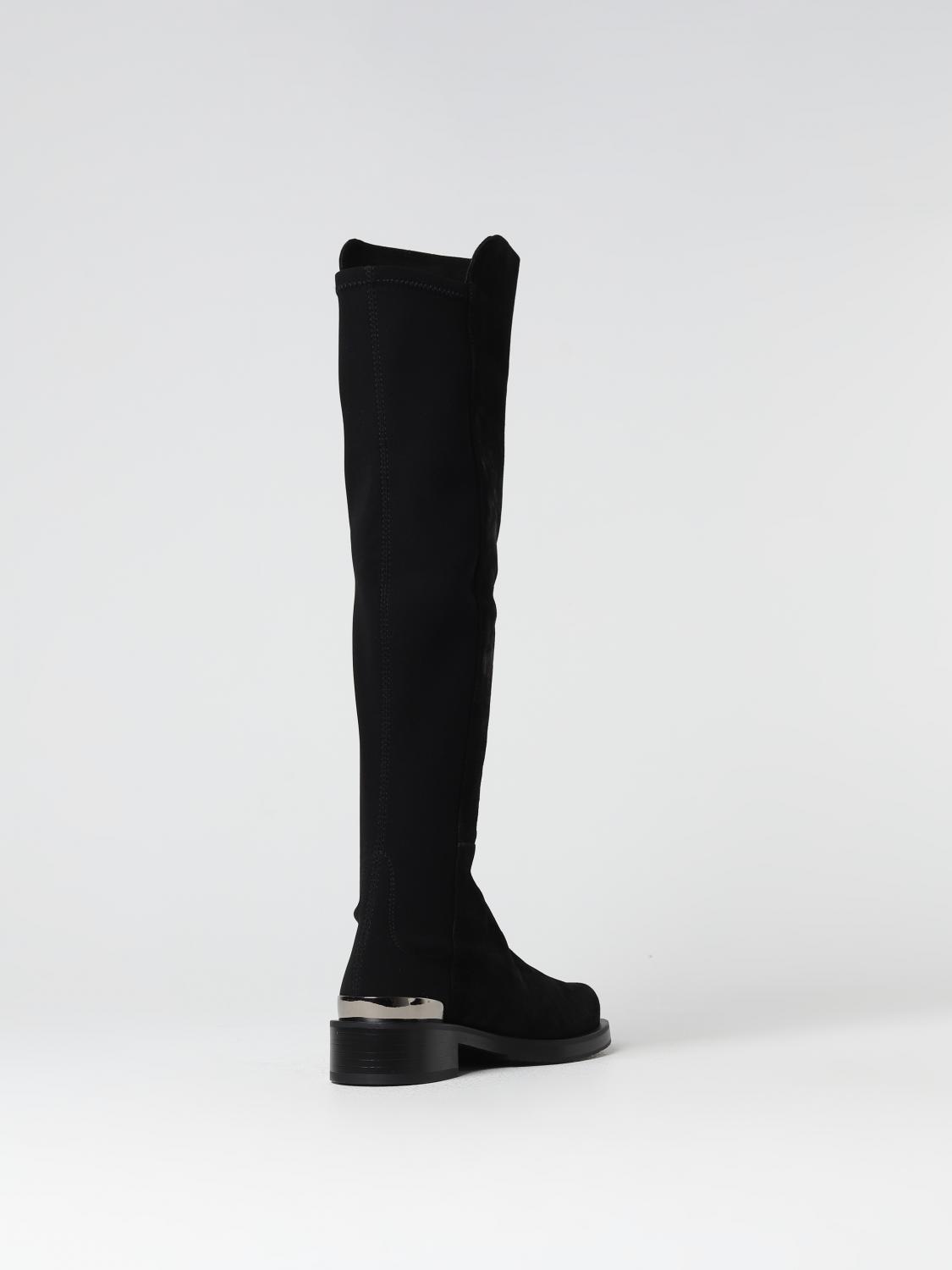 STUART WEITZMAN BOOTS: Stuart Weitzman 5050 boots in suede and stretch fabric, Black - Img 3