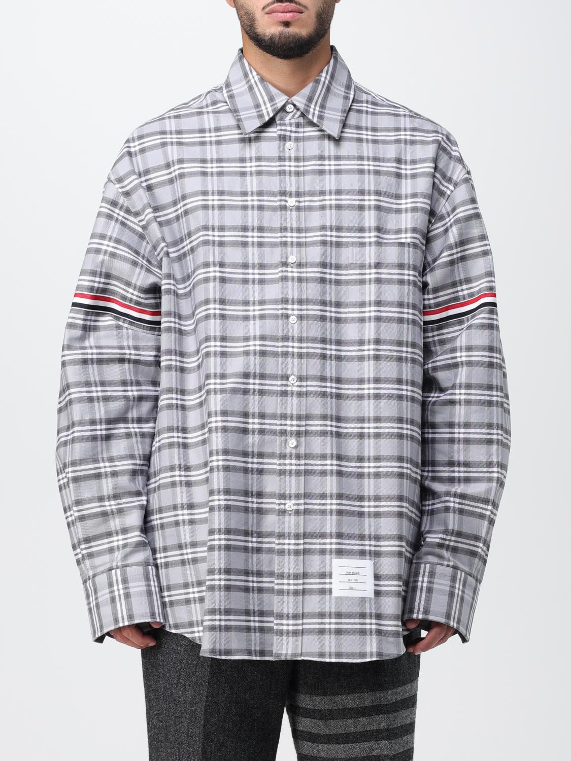 Thom Browne oversized shirt in check cotton - Grey | MWL389AF0356 Thom Browne oversized shirt in check cotton - Grey | MWL389AF0356