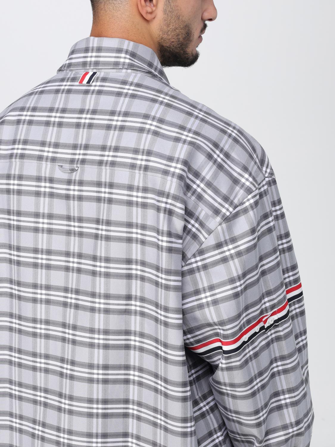 Thom Browne oversized shirt in check cotton - Grey | MWL389AF0356
