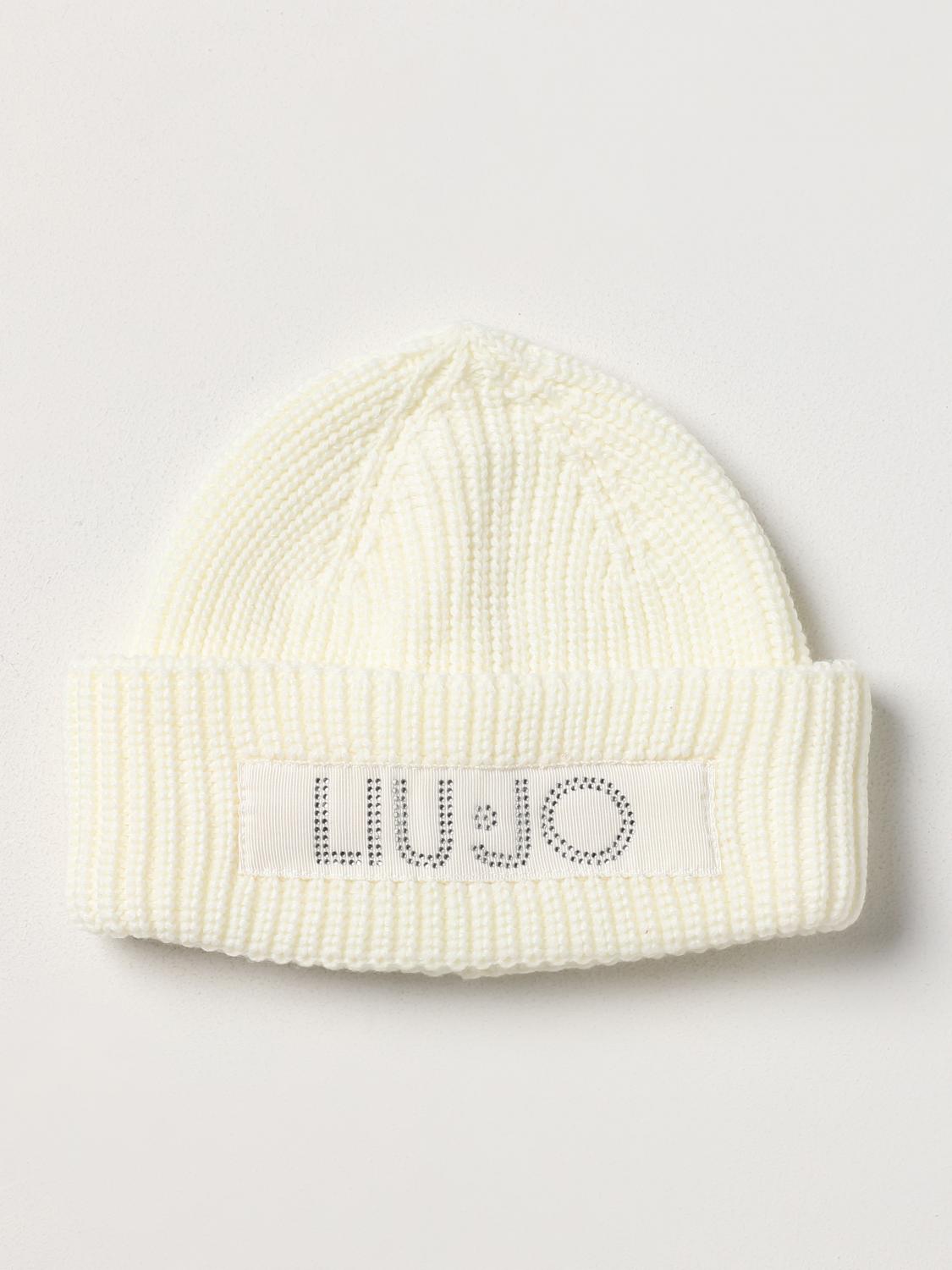 LIU JO CAPPELLO: Cappello Liu Jo in maglia con logo in strass, Bianco - Img 1