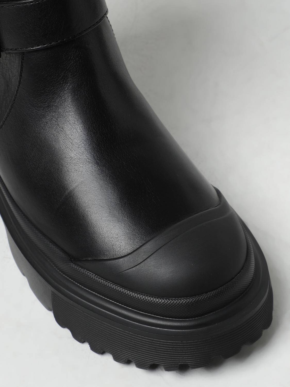 HOGAN FLAT ANKLE BOOTS: Hogan H619 leather ankle boots, Black - Img 4