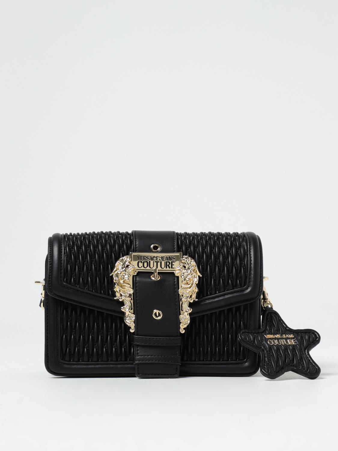 VERSACE JEANS COUTURE BORSA A SPALLA: Borsa Versace Jeans Couture in nappa sintetica con specchietto, Nero - Img 1