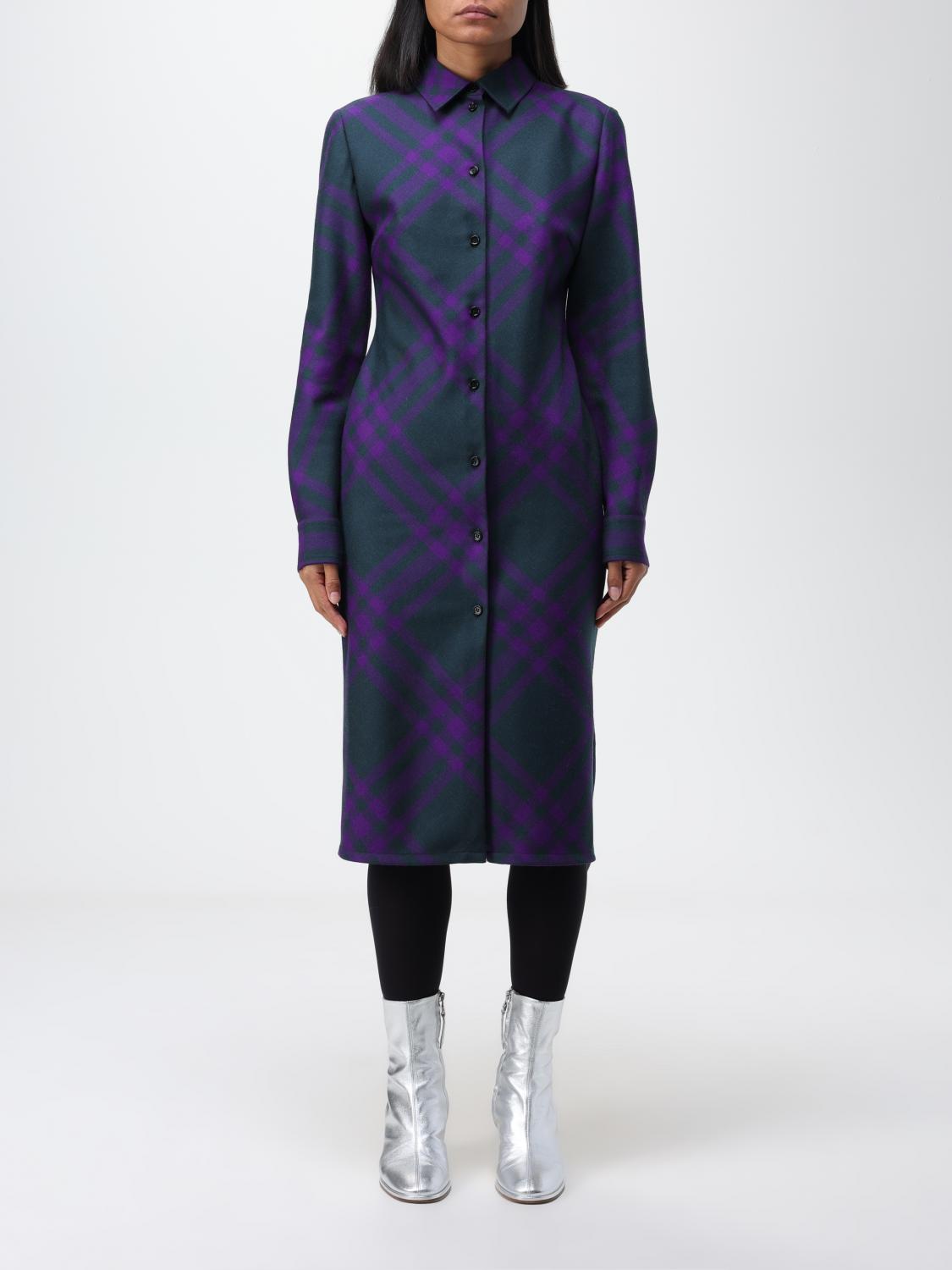BURBERRY｜DRESSES (checkered wool shirt dress (8076743)) Burberry Long Sleeved Checked Wool Shirt Dress, Brand Size 2