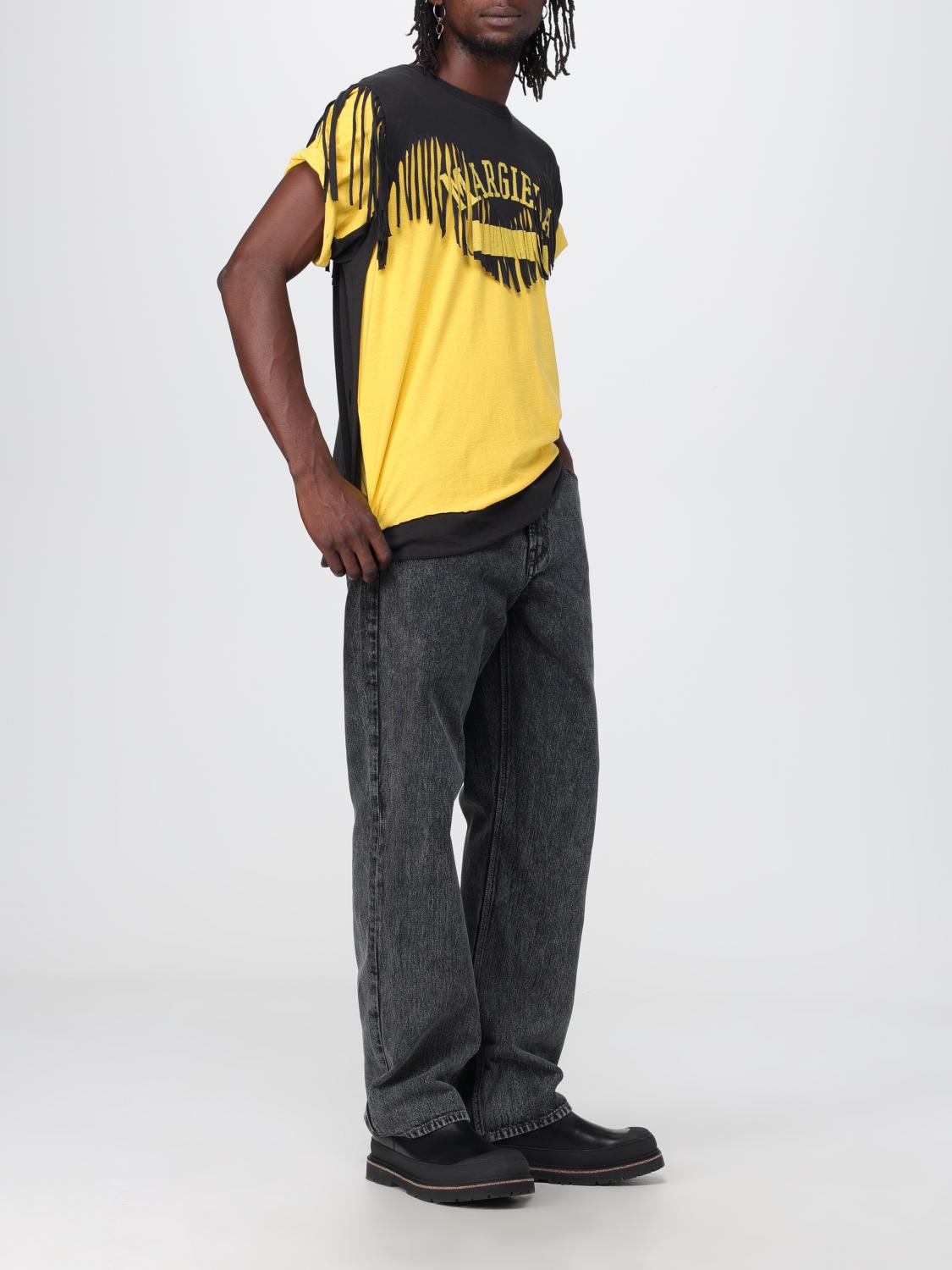 MAISON MARGIELA: T-shirt with logo - Yellow | Maison