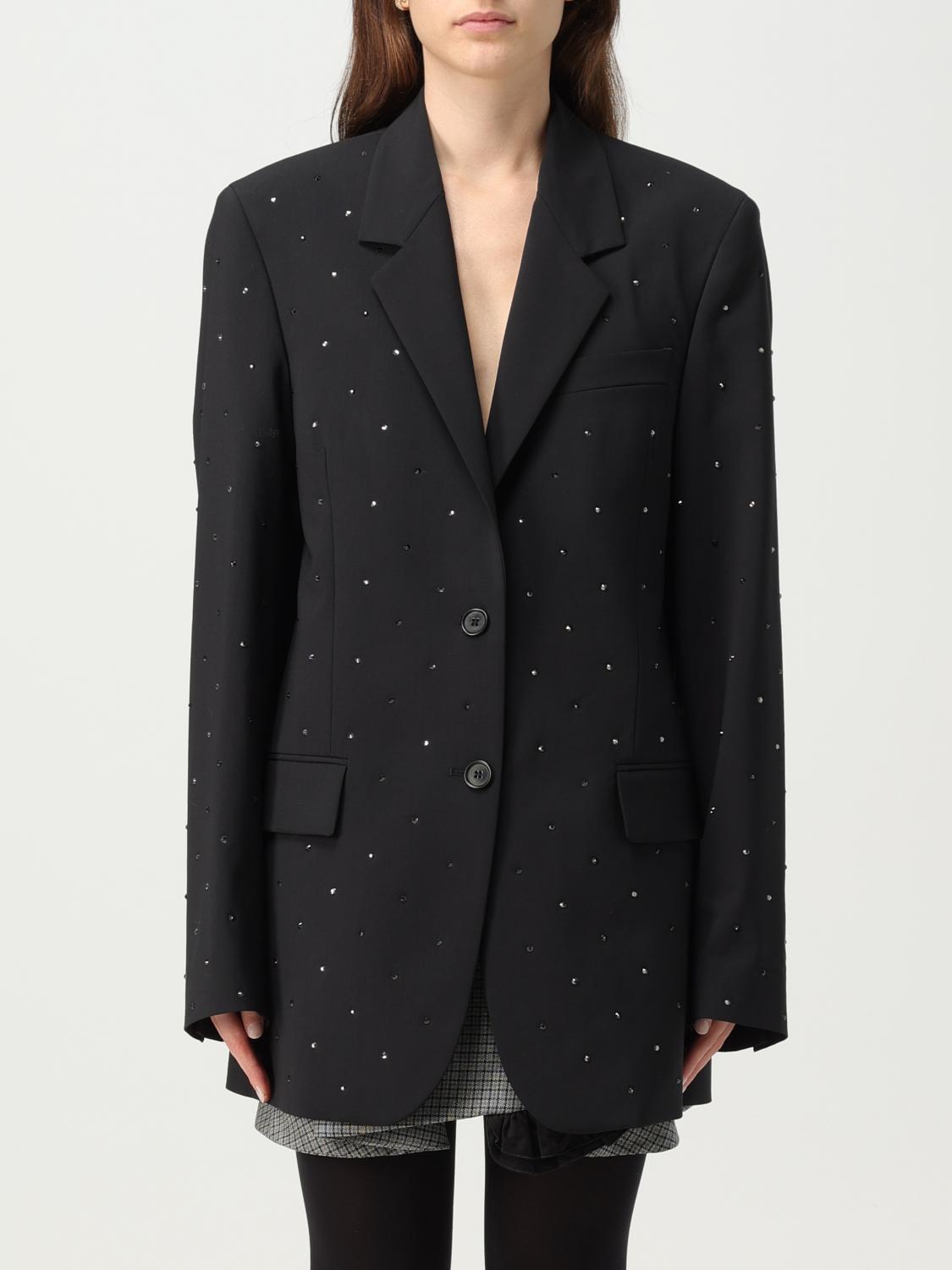 MSGM BLAZER: MSGM blazer in stretch wool with applied rhinestones, Black - Img 1