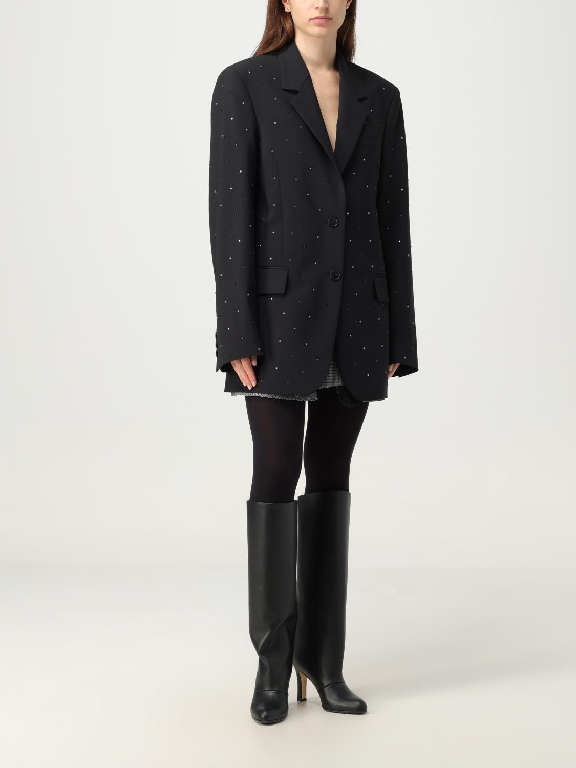 MSGM BLAZER: MSGM blazer in stretch wool with applied rhinestones, Black - Img 2