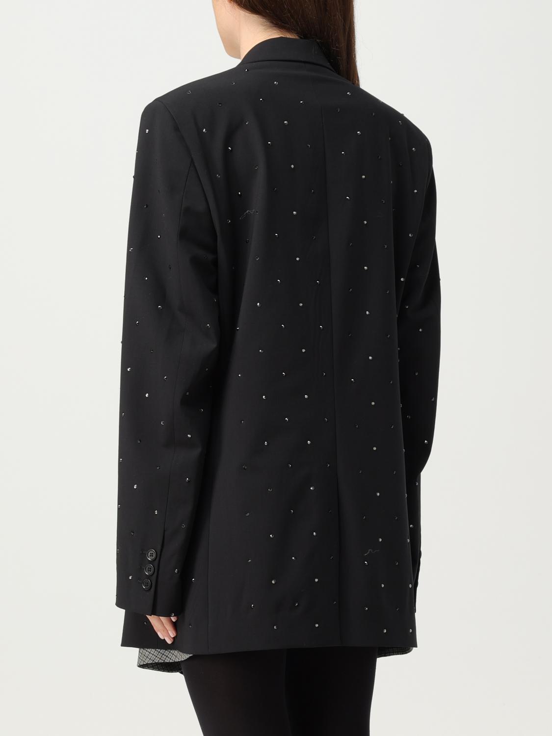 MSGM BLAZER: MSGM blazer in stretch wool with applied rhinestones, Black - Img 3