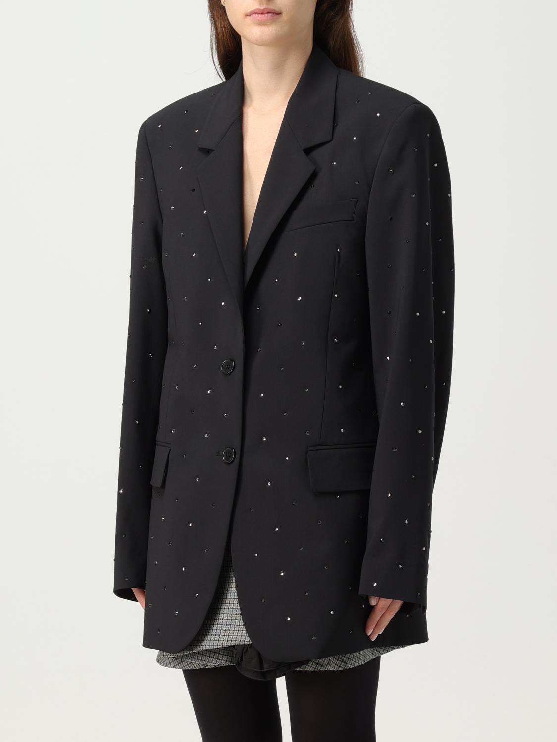 MSGM BLAZER: MSGM blazer in stretch wool with applied rhinestones, Black - Img 4