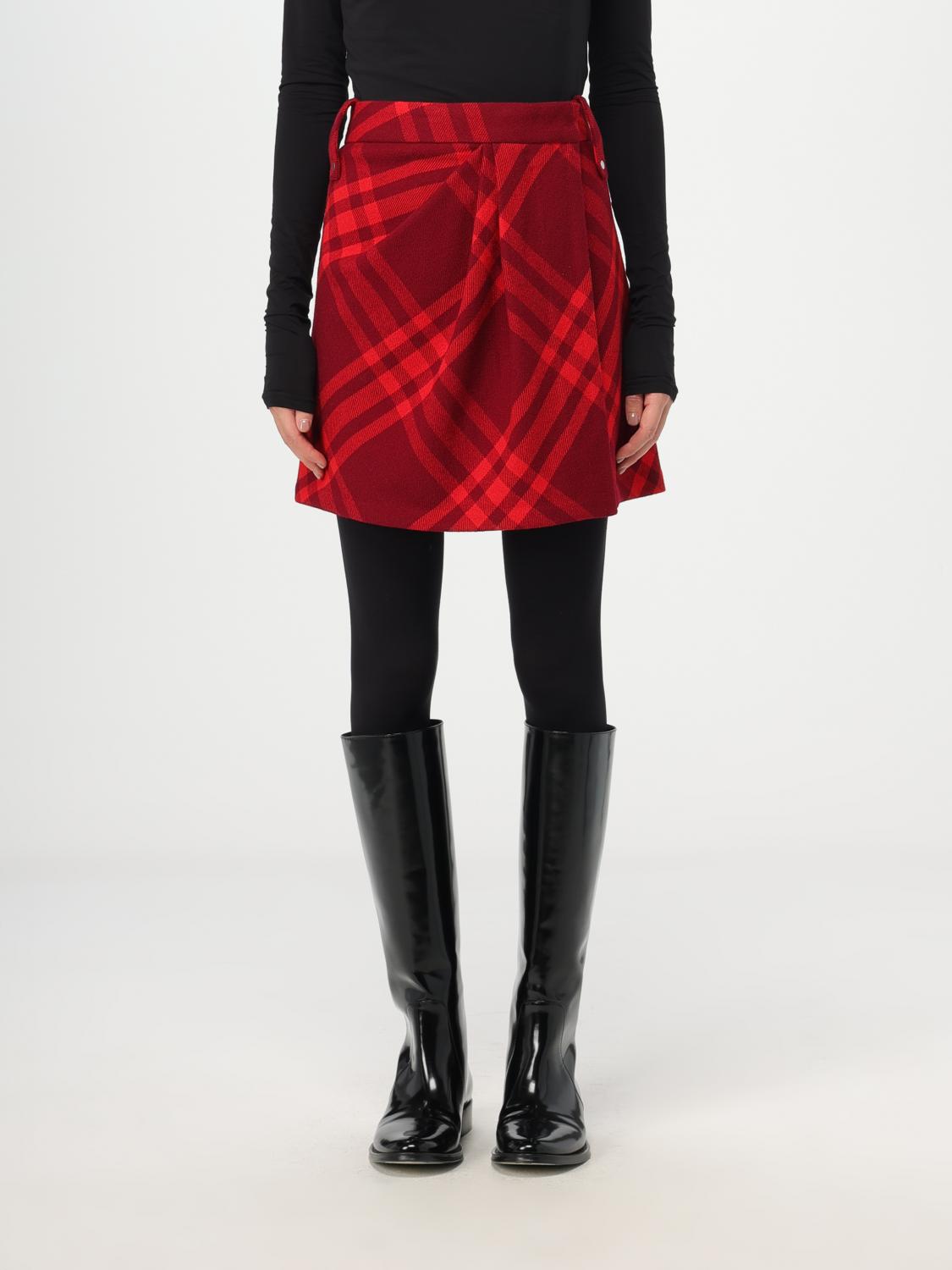 BURBERRY: mini skirt in check wool - Multicolor | Burberry