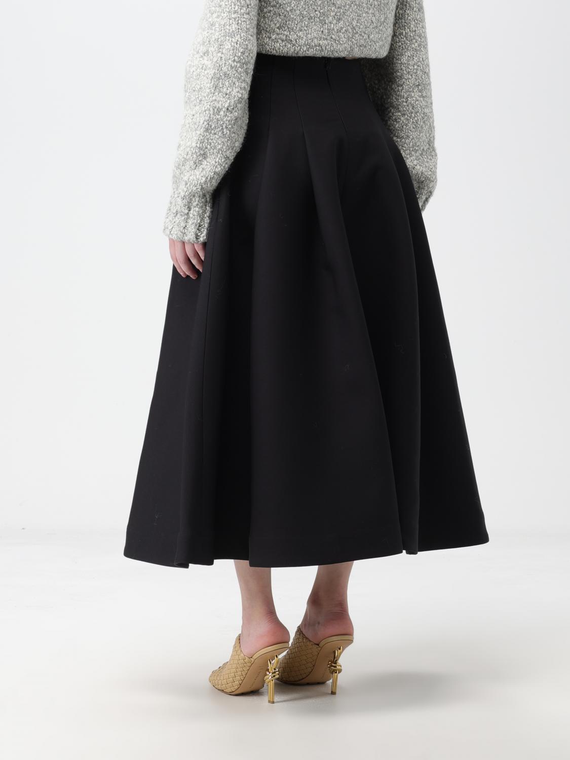 BOTTEGA VENETA: Gonna in lana - Nero | Gonna Bottega Veneta