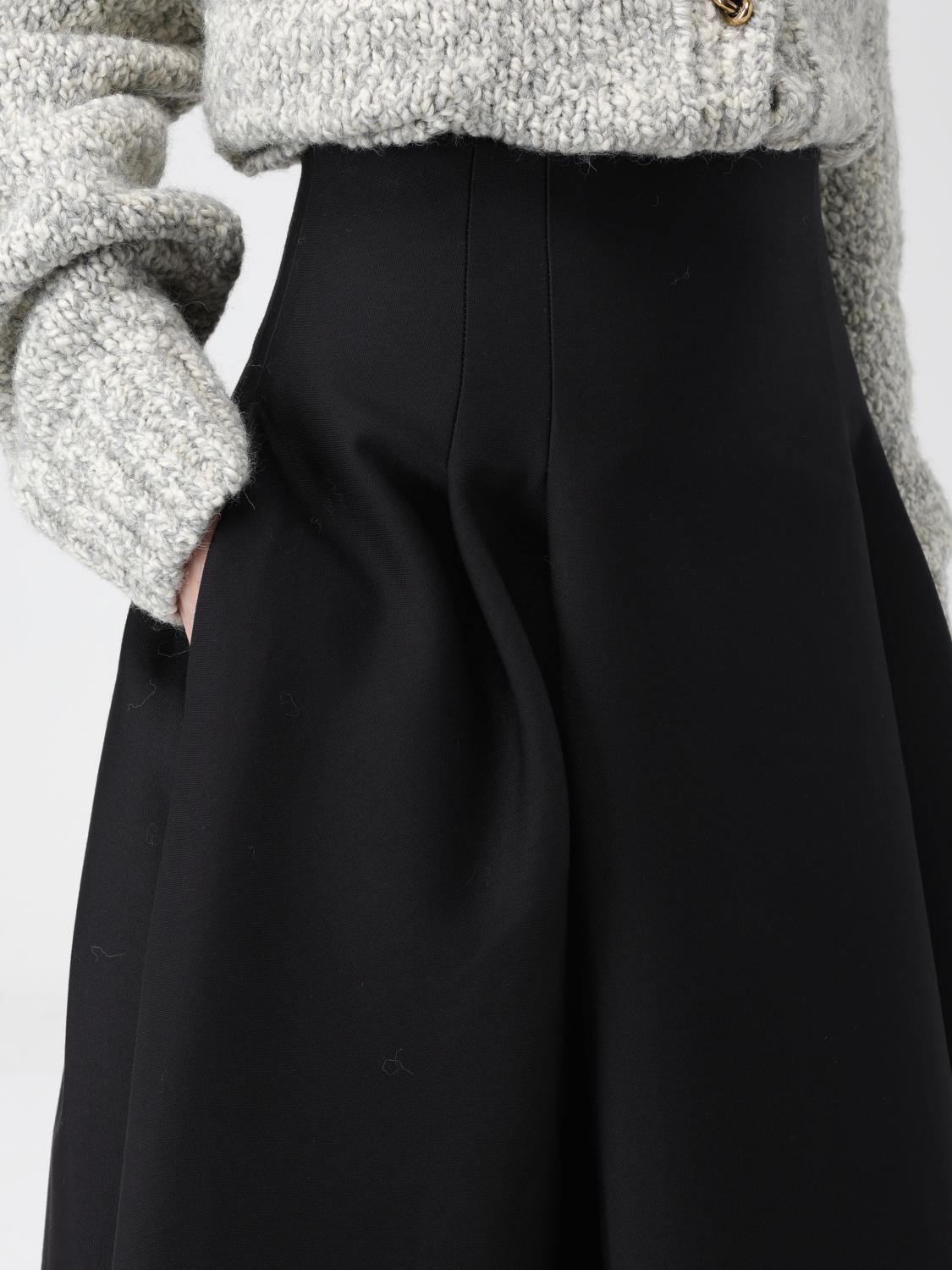 BOTTEGA VENETA: Gonna in lana - Nero | Gonna Bottega Veneta