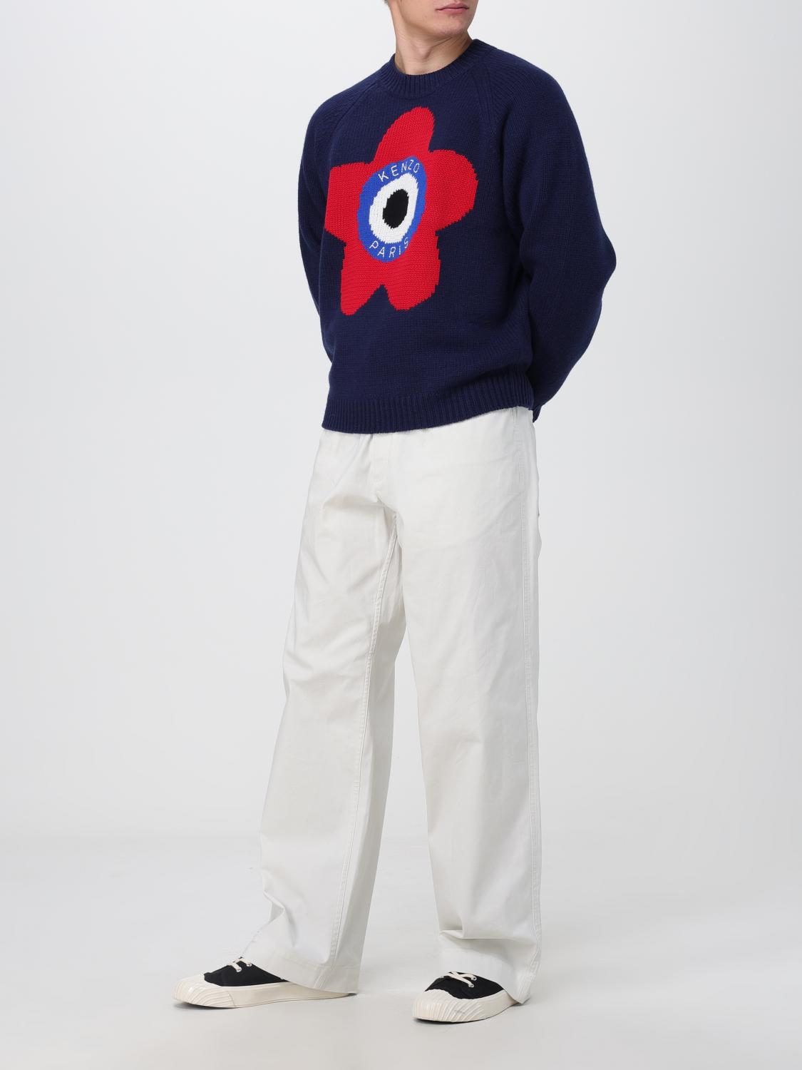 Kenzo Target sweater in wool blend - Blue | FD65PU4103BC | GIGLIO.COM