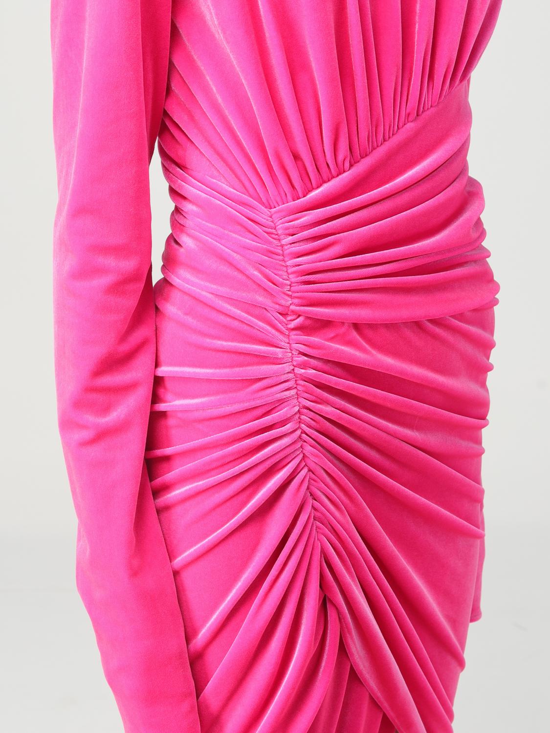 alexandre vauthier pink dress Velvet draped midi dress in pink - Alexandre Vauthier
