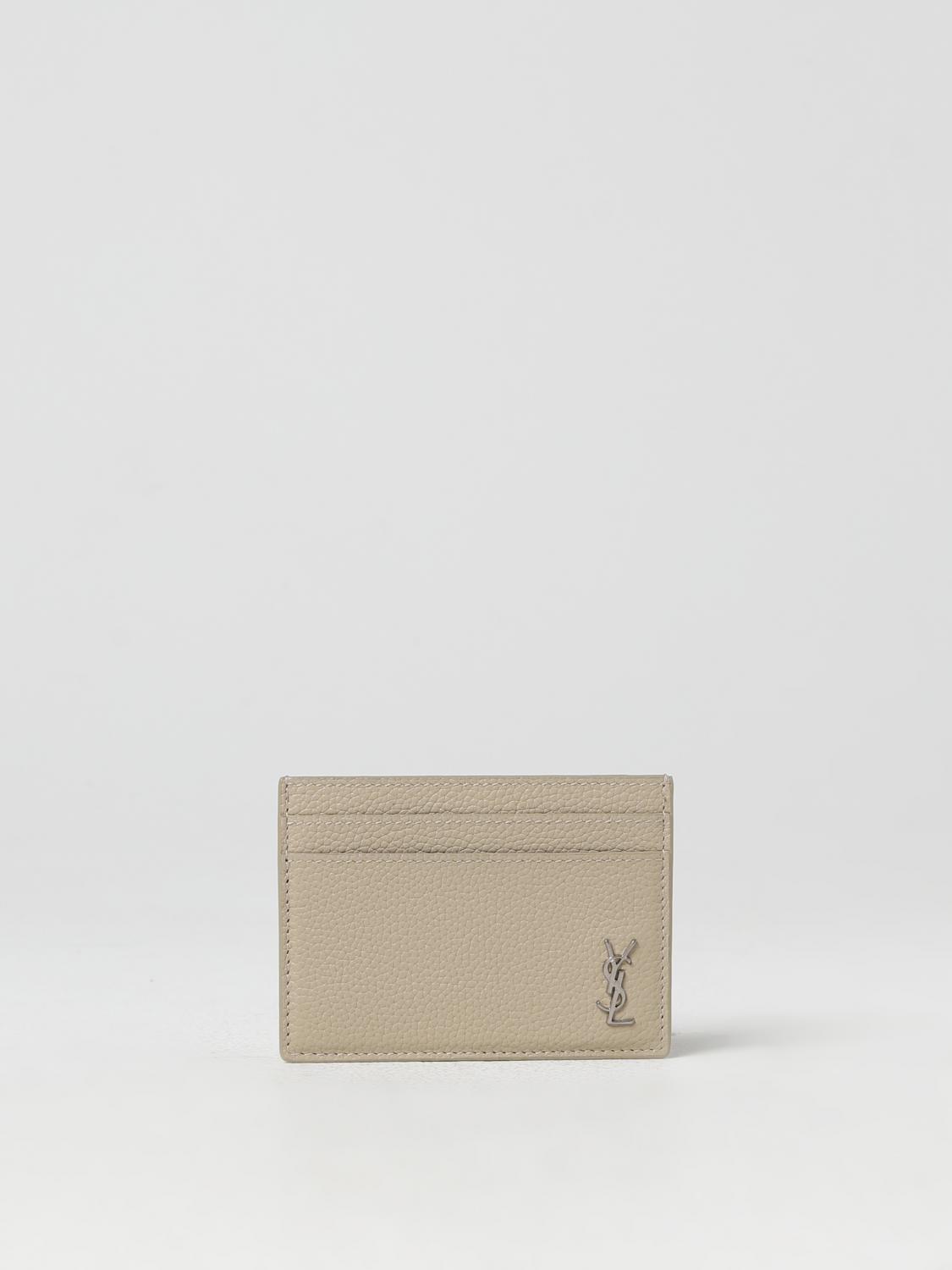 SAINT LAURENT WALLET: Saint Laurent Tiny Mon Milo credit card holder in grained leather, White - Img 1