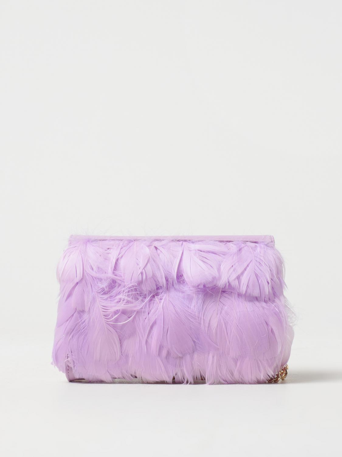 Borsa Twinset in in pelle sintetica e piume Lavanda